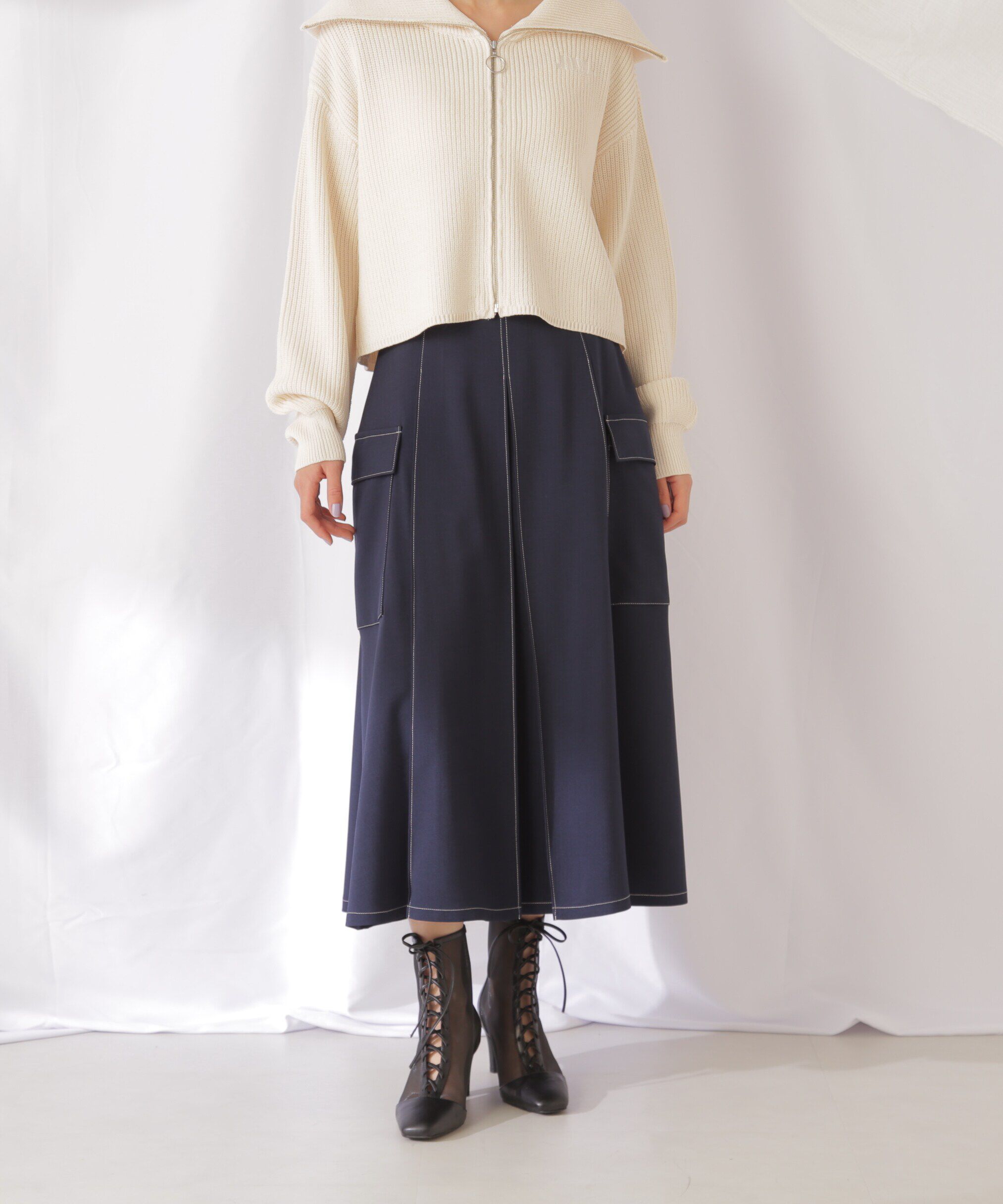  「◇ポケット付きタックプリーツスカート」|スカート|