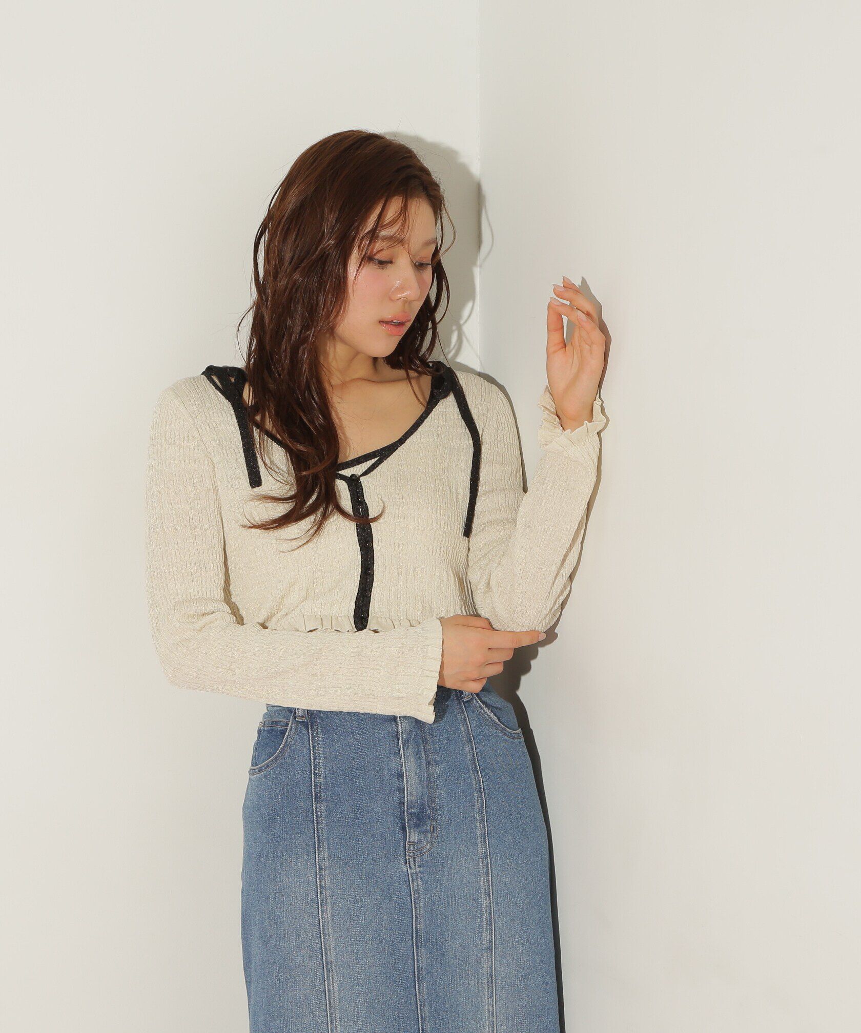  「シャーリングニットアンサンブル」|ニット・セーター|