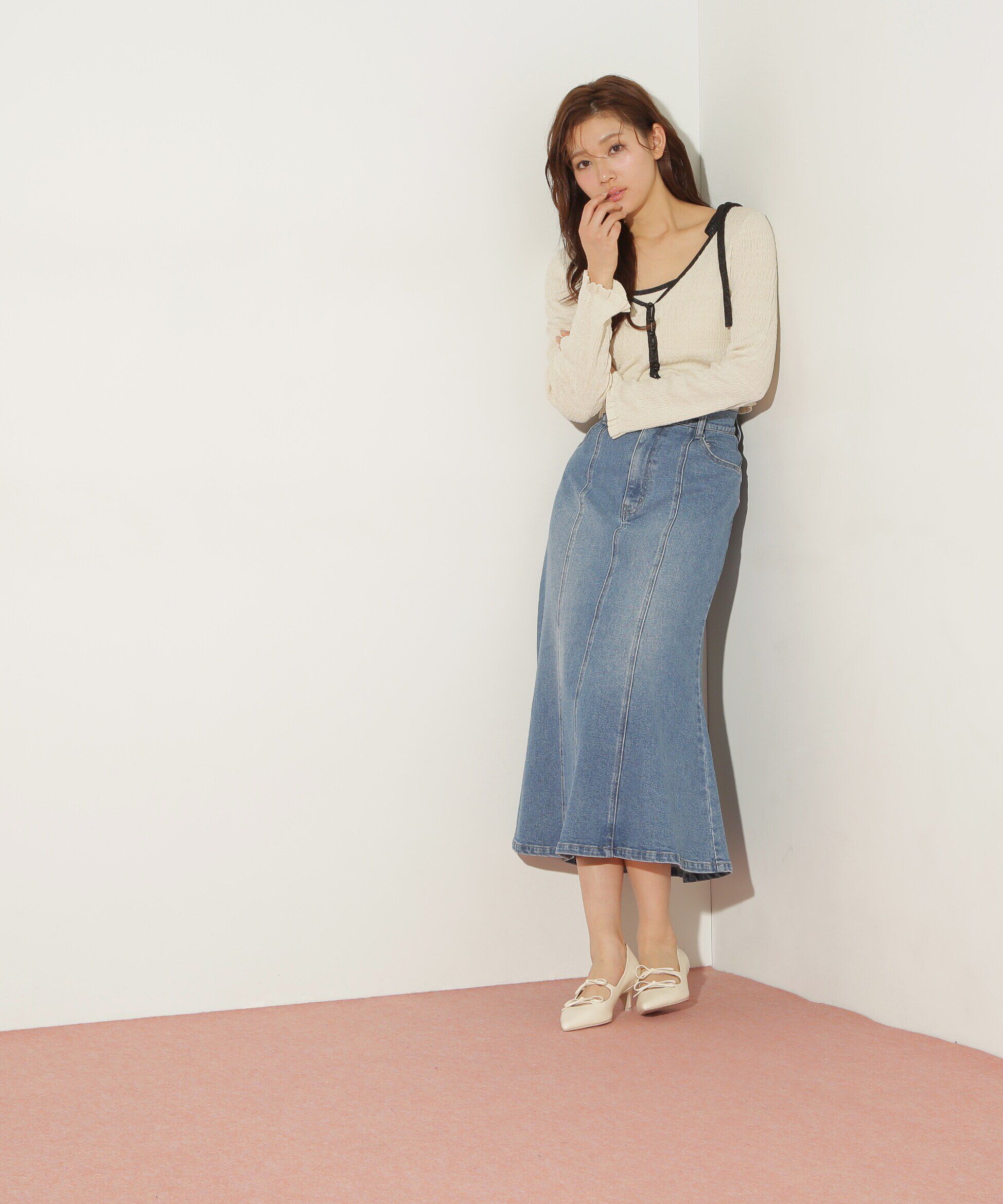  「シャーリングニットアンサンブル」|ニット・セーター|