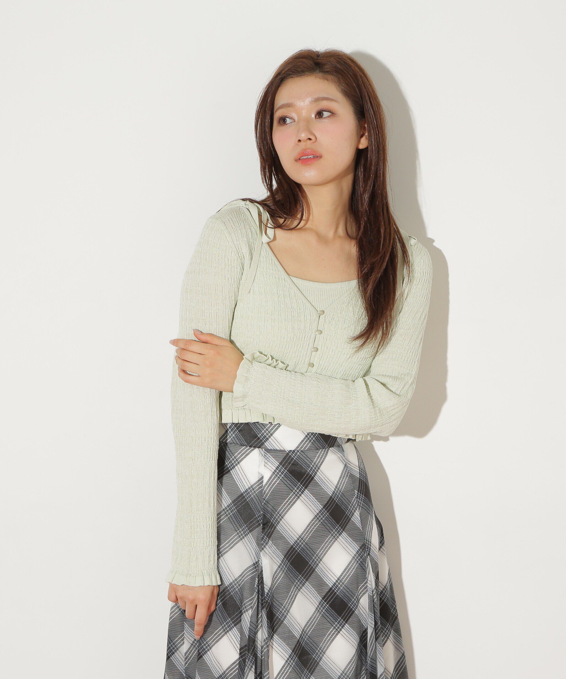  「シャーリングニットアンサンブル」|ニット・セーター|