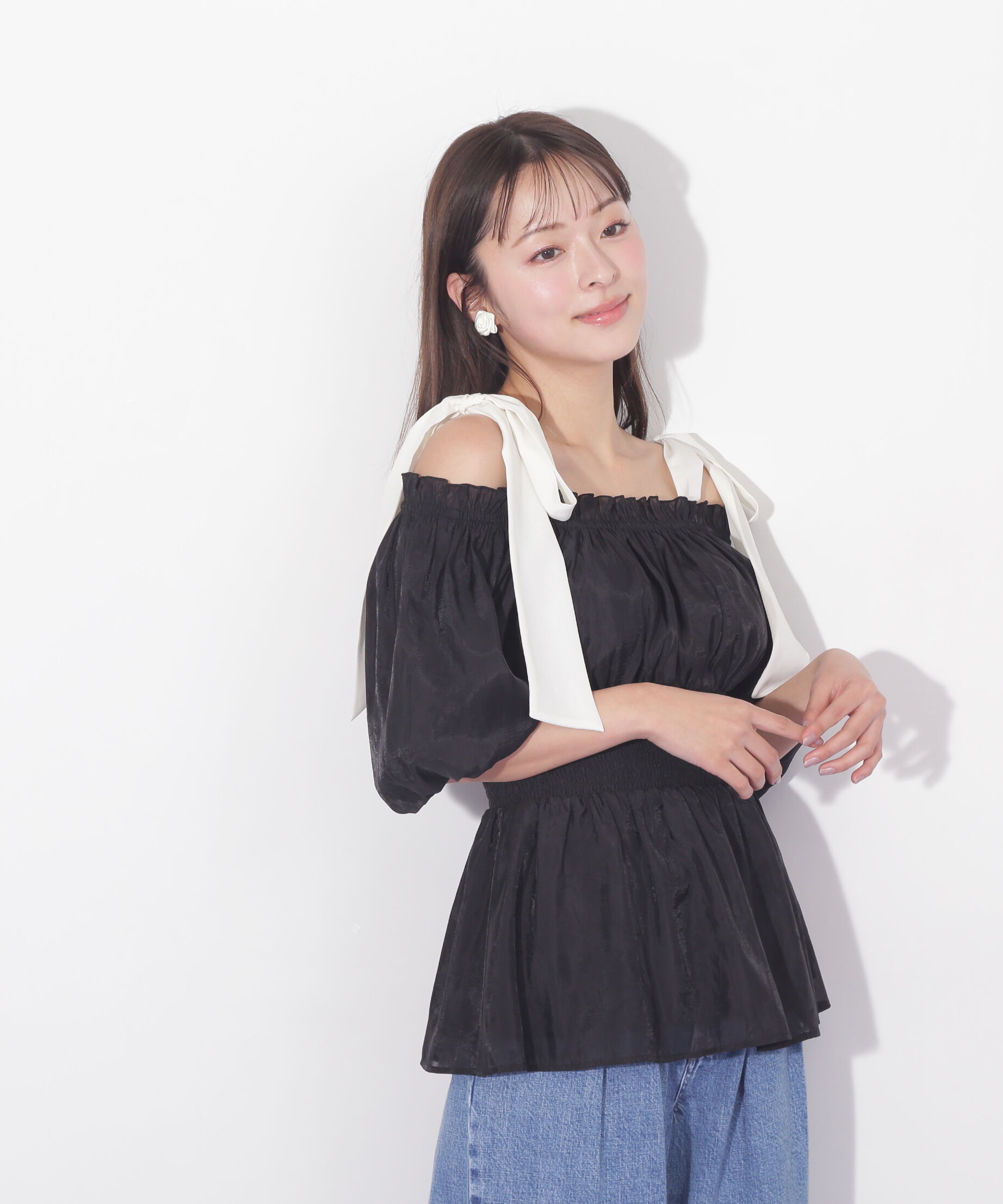  「リボンオフショルブラウス」|シャツ・ブラウス|