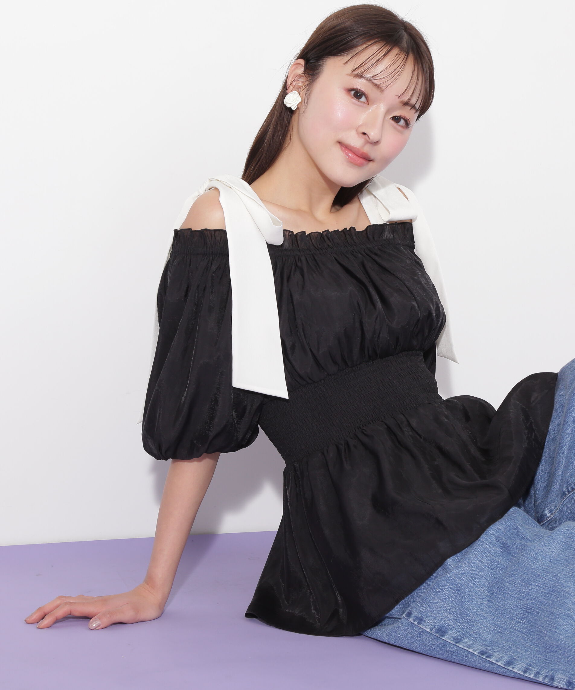  「リボンオフショルブラウス」|シャツ・ブラウス|