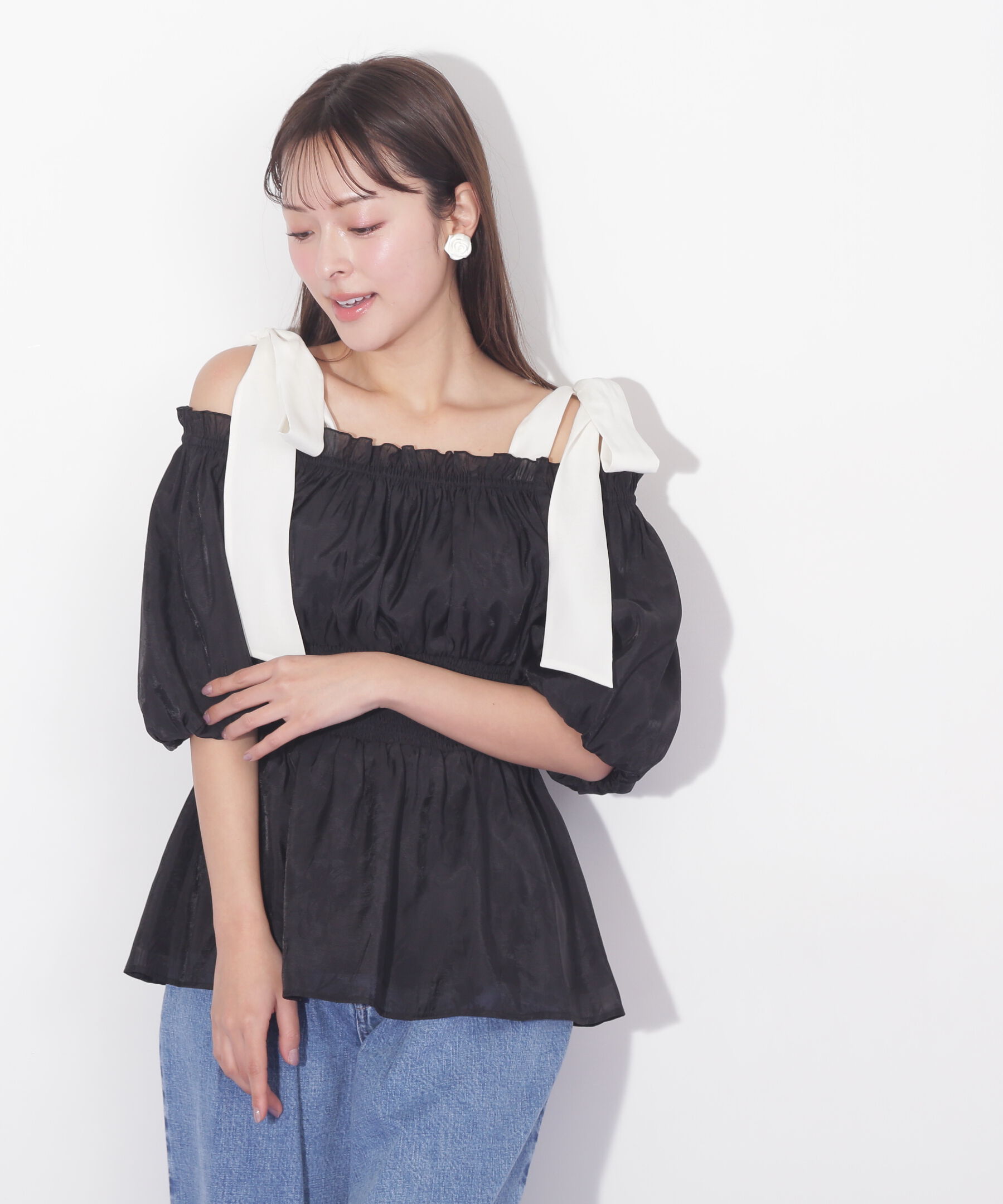  「リボンオフショルブラウス」|シャツ・ブラウス|