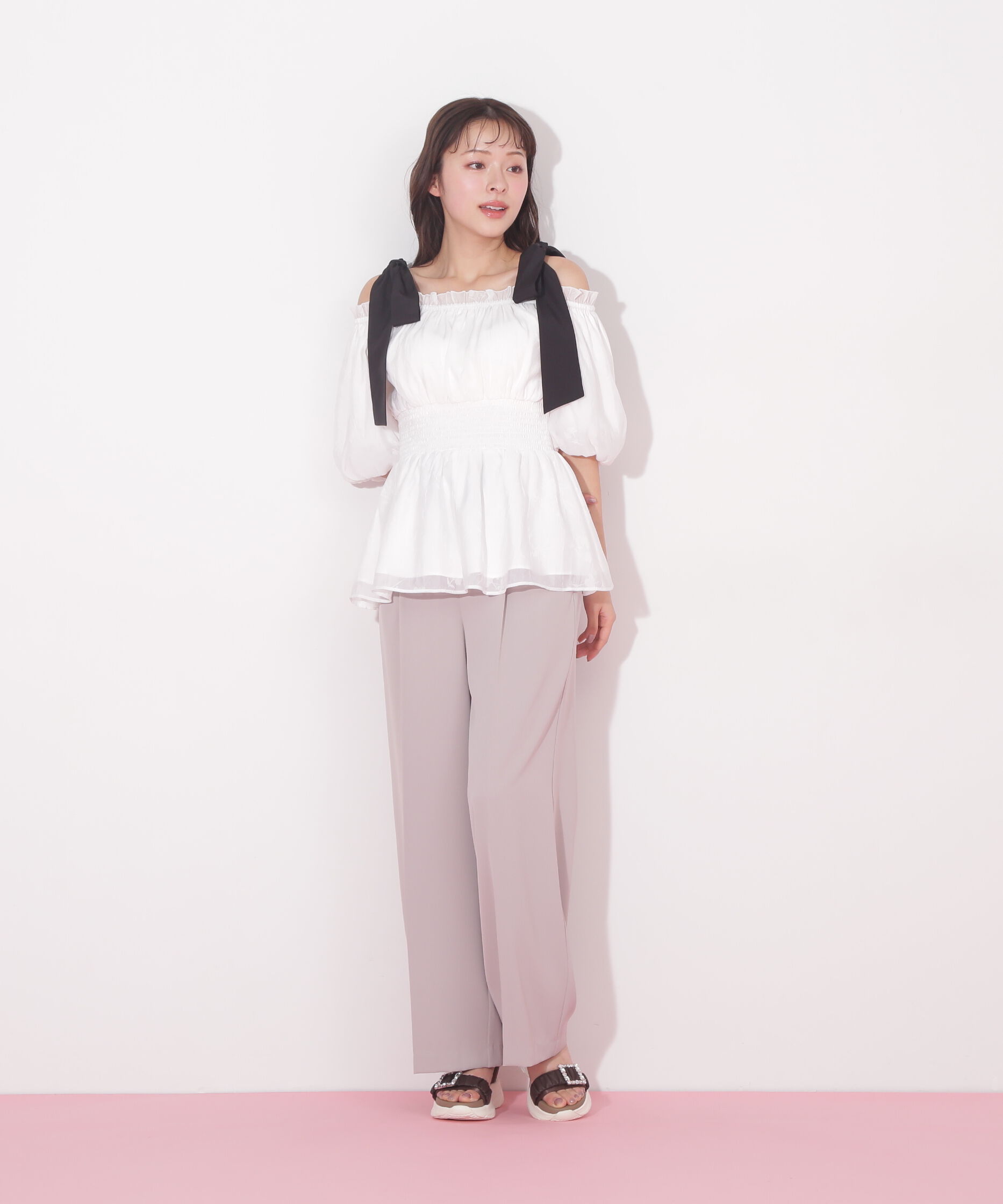  「リボンオフショルブラウス」|シャツ・ブラウス|