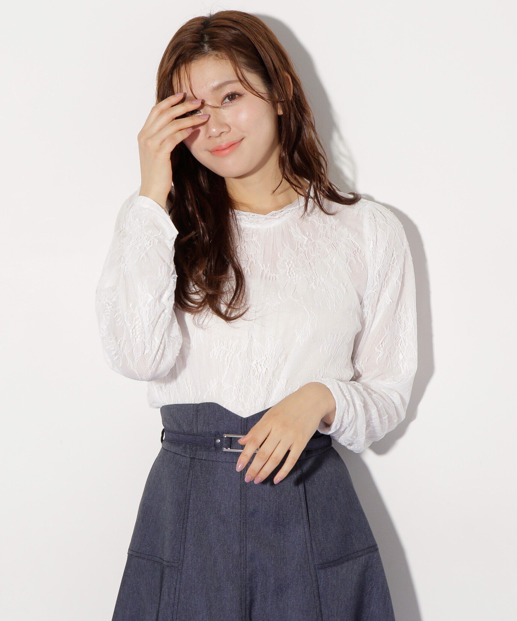  「ストレッチチュールレーストップス」|Tシャツ・カットソー|ホワイト