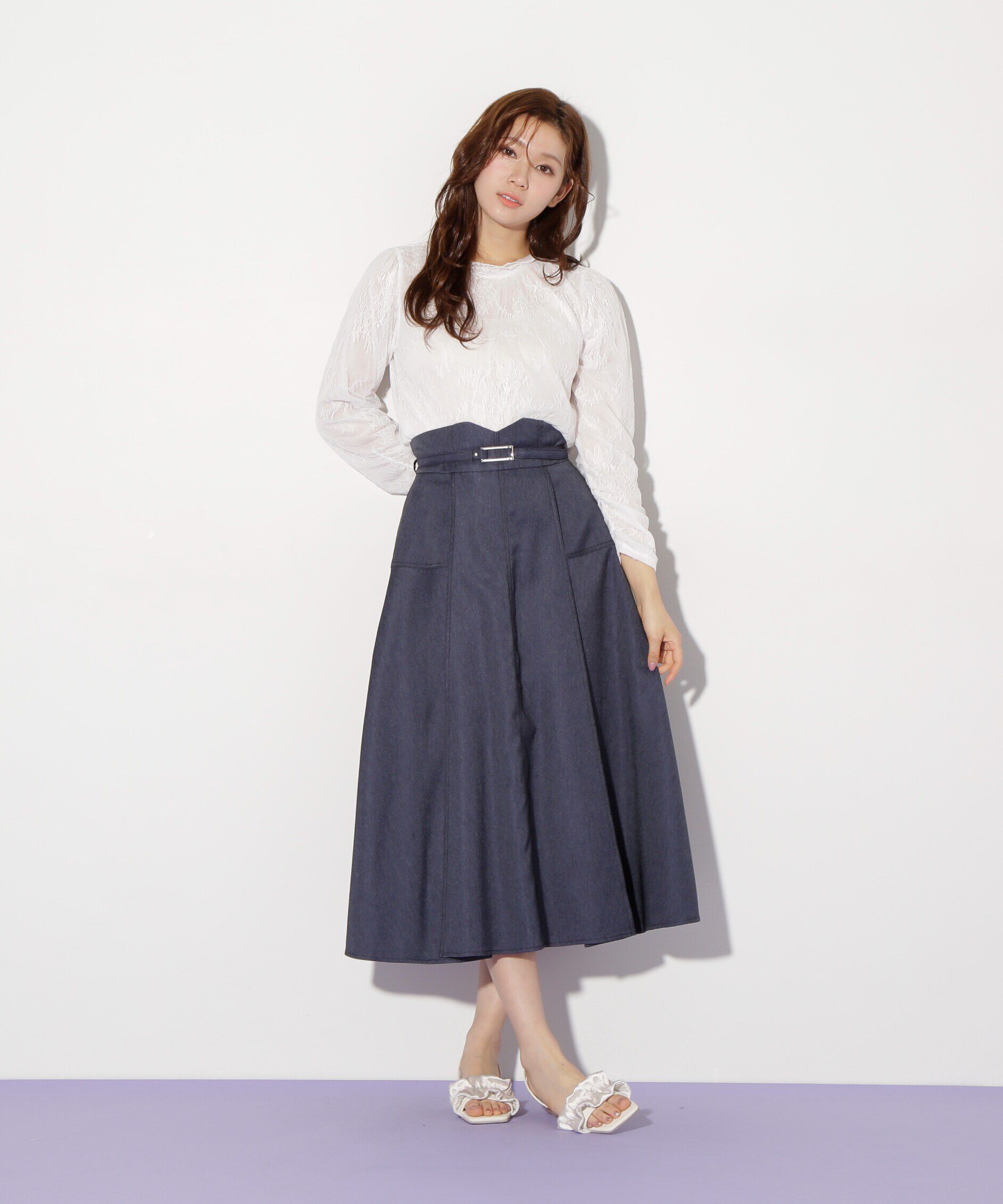  「ストレッチチュールレーストップス」|Tシャツ・カットソー|