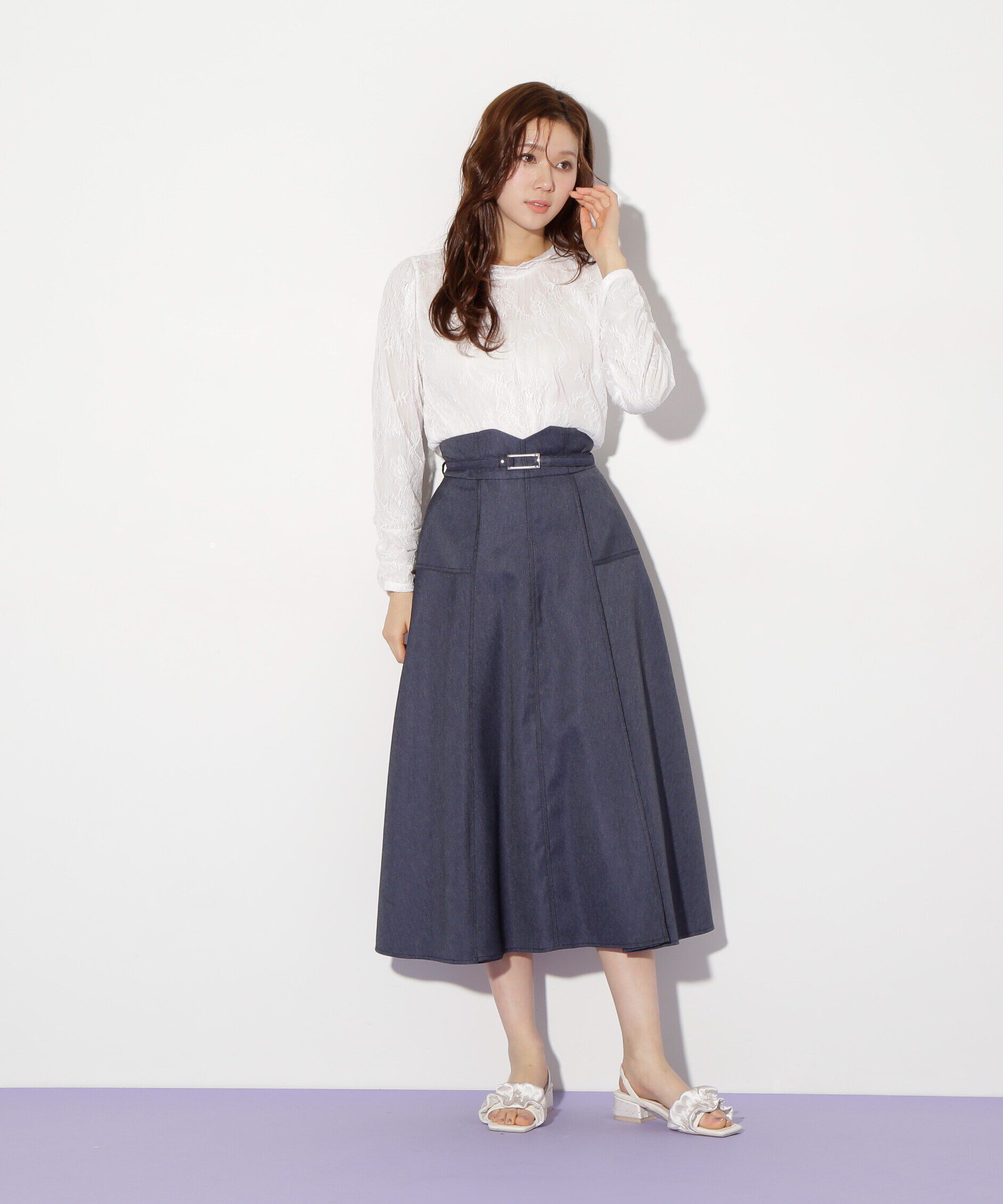  「ストレッチチュールレーストップス」|Tシャツ・カットソー|