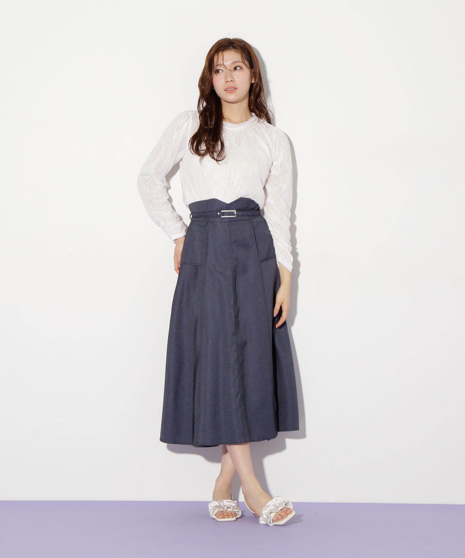  「ストレッチチュールレーストップス」|Tシャツ・カットソー|