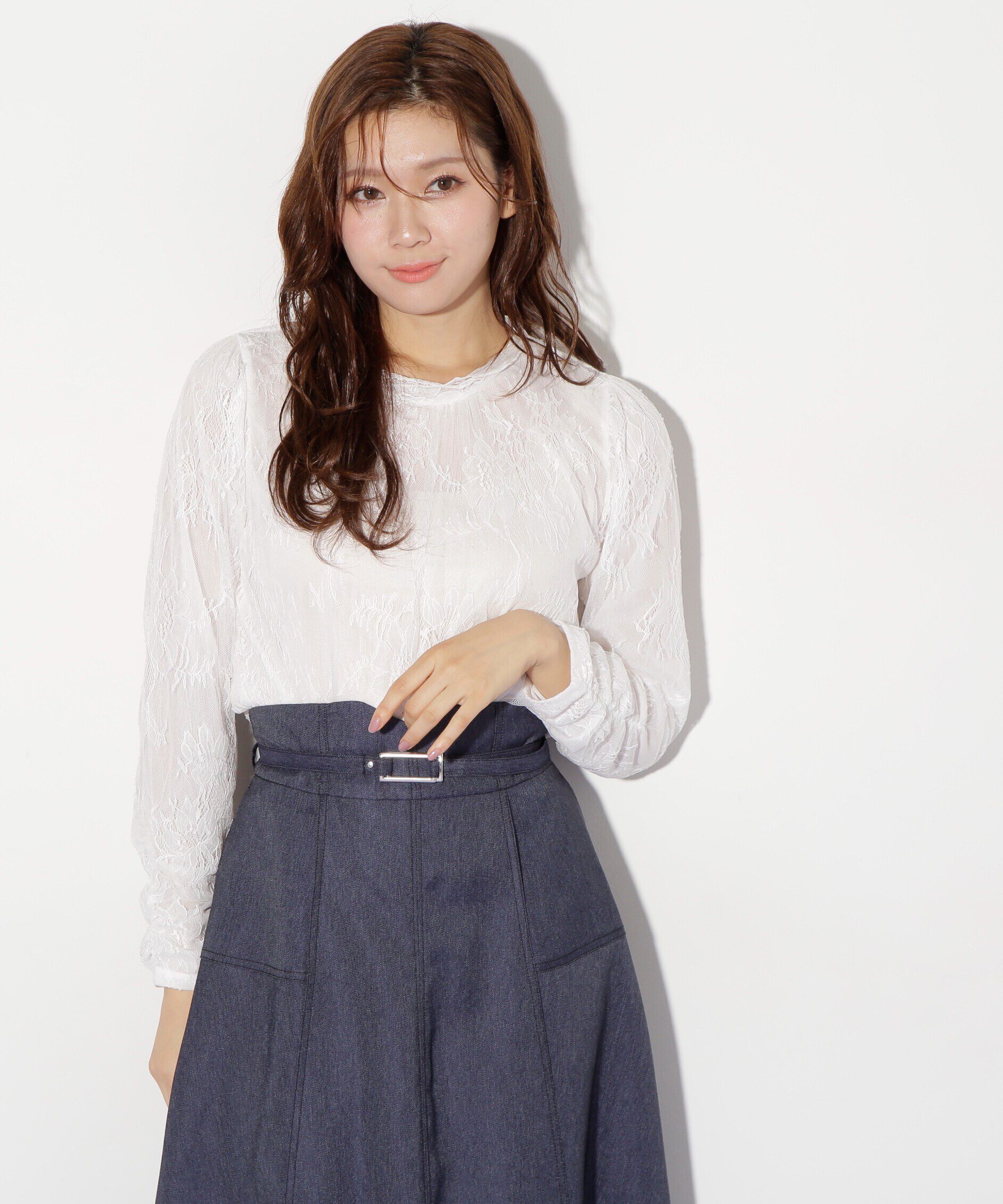  「ストレッチチュールレーストップス」|Tシャツ・カットソー|