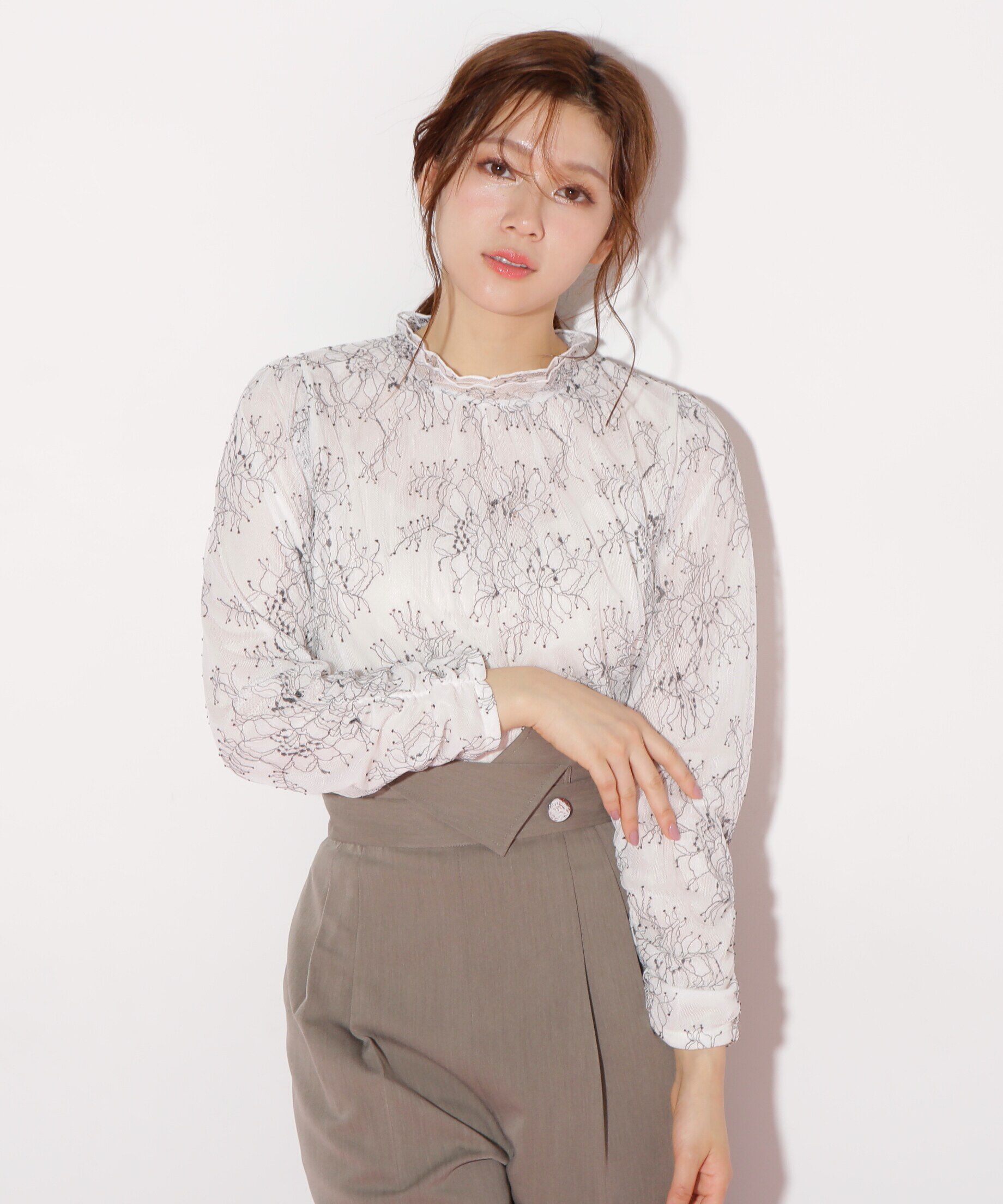  「ストレッチチュールレーストップス」|Tシャツ・カットソー|バイカラーシ 1