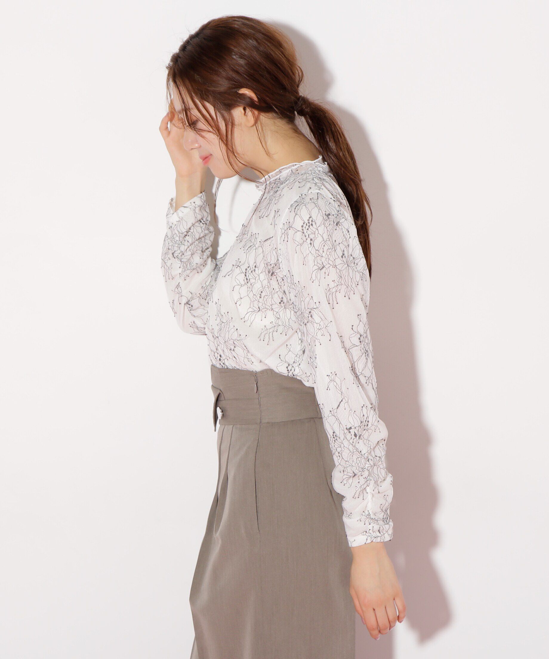  「ストレッチチュールレーストップス」|Tシャツ・カットソー|