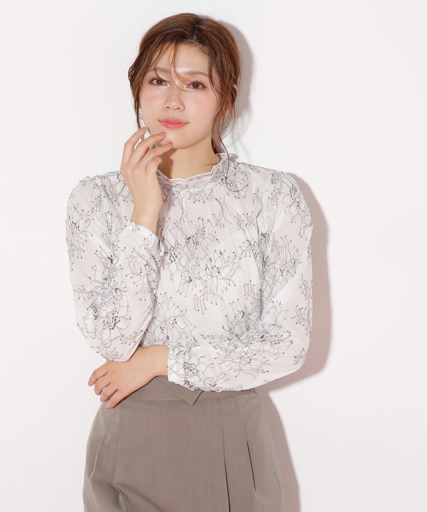  「ストレッチチュールレーストップス」|Tシャツ・カットソー|