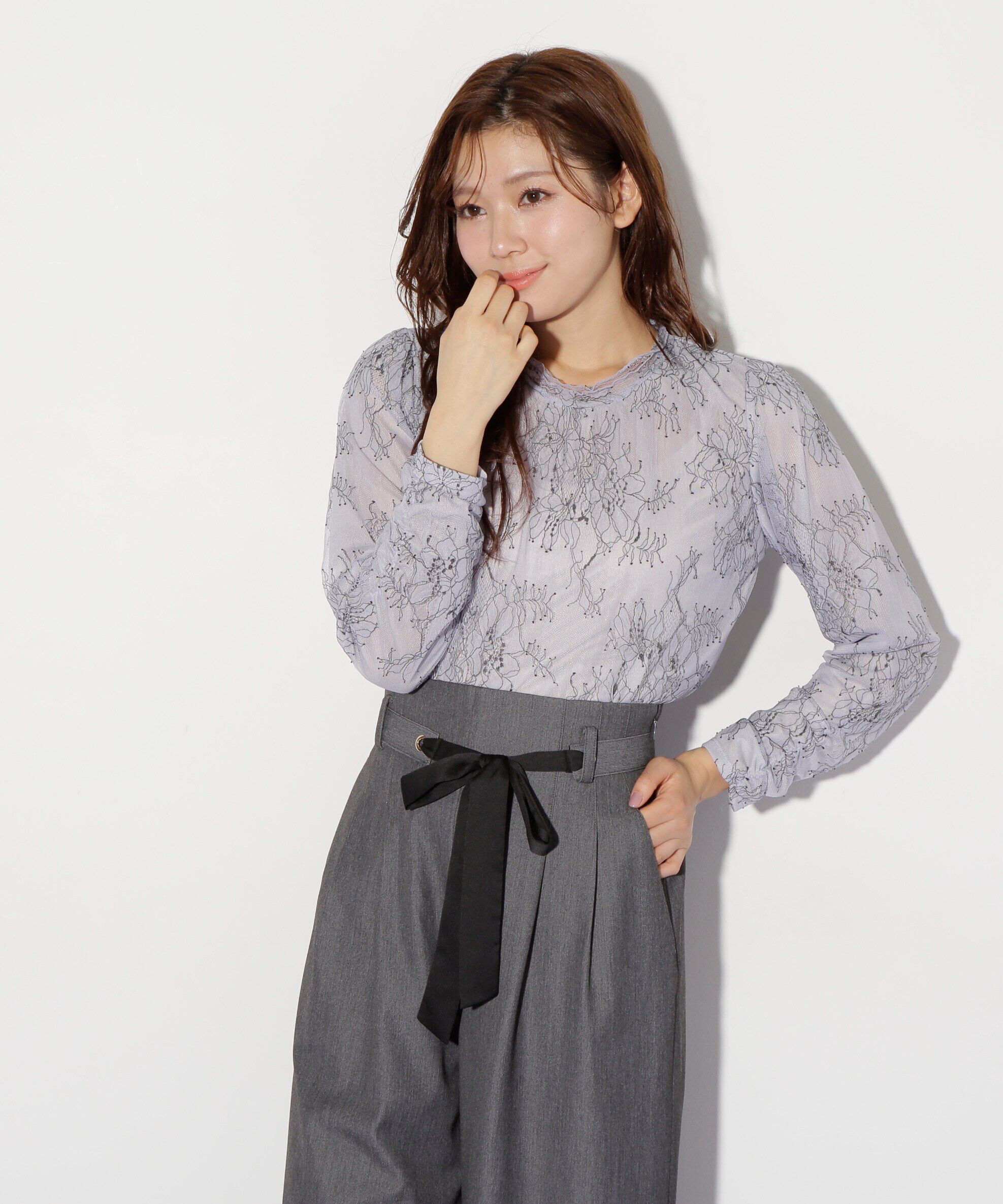  「ストレッチチュールレーストップス」|Tシャツ・カットソー|