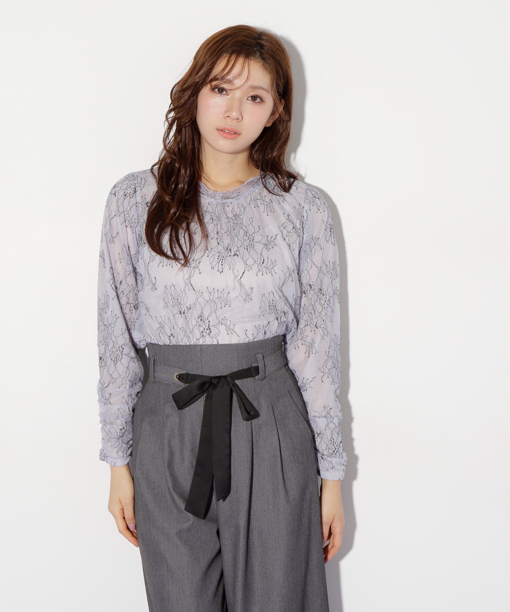  「ストレッチチュールレーストップス」|Tシャツ・カットソー|