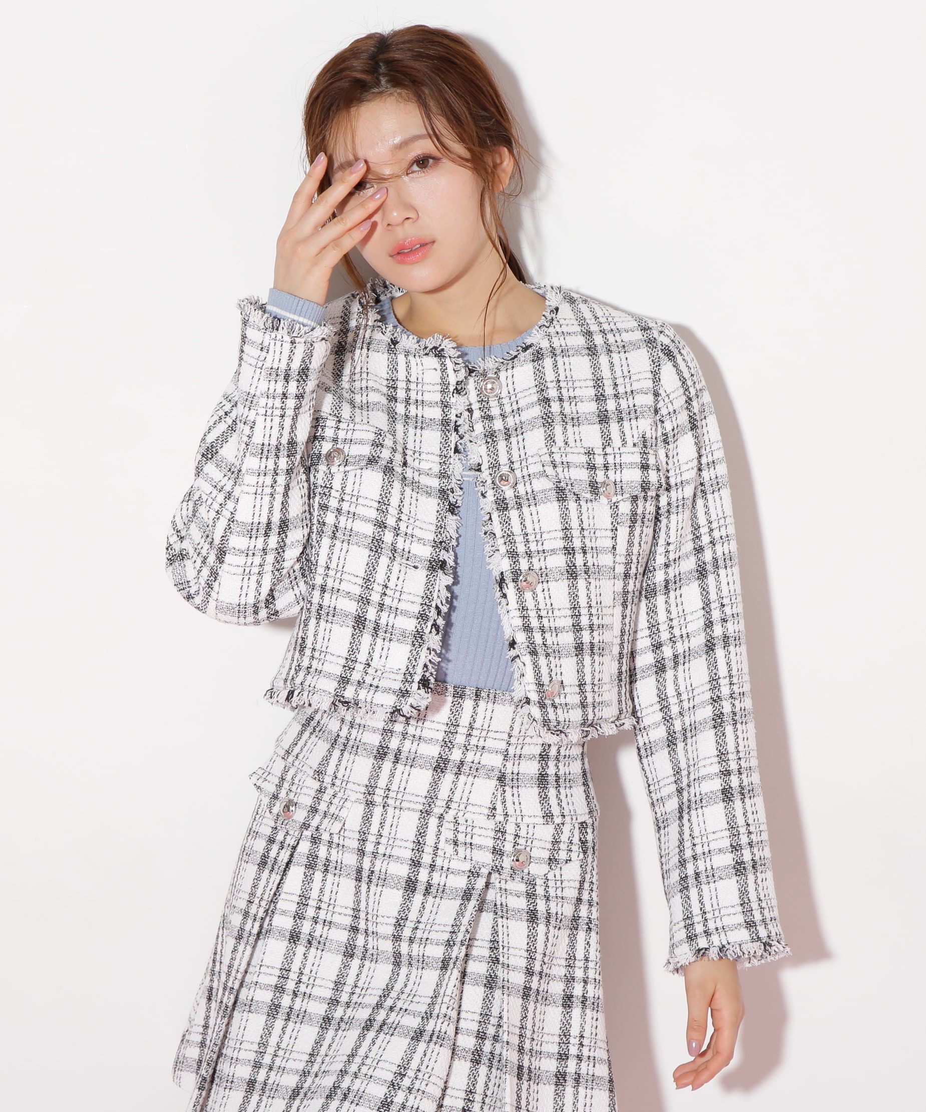  「ファンシーツイードジャケット」|その他|ホワイト