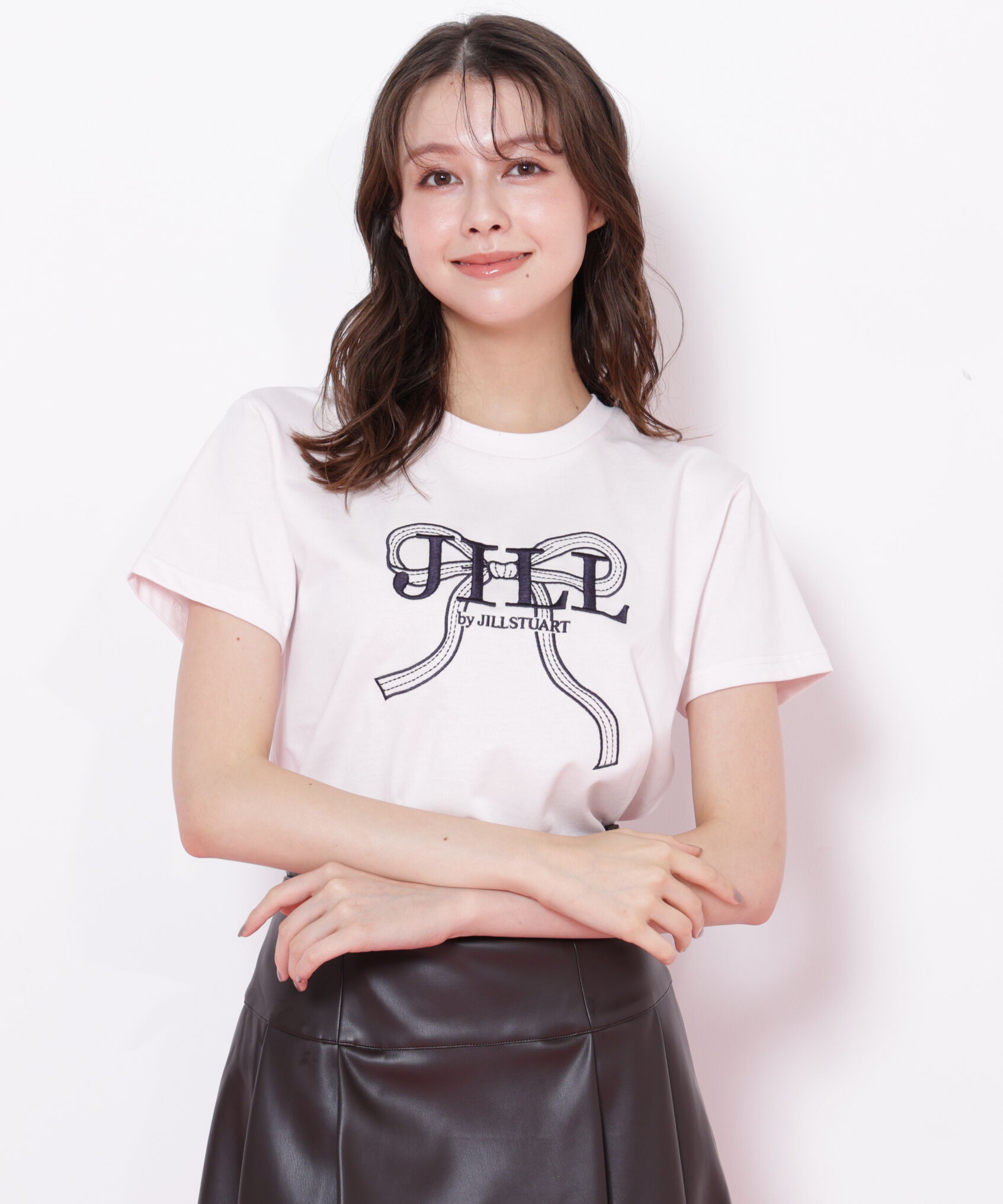  「ビッグリボンロゴ刺繍Tシャツ」|Tシャツ・カットソー|ピンク