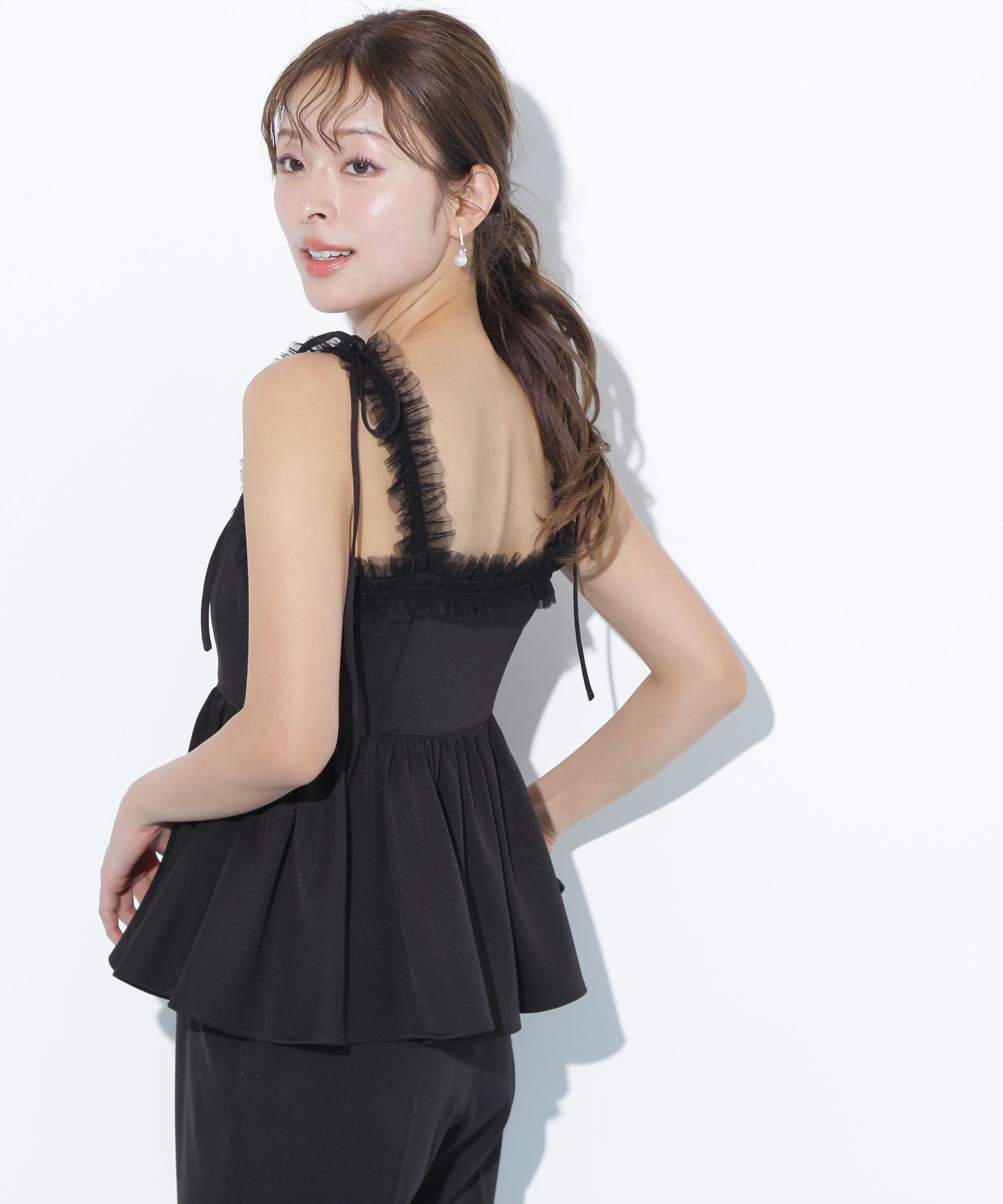  「ペプラムキャミフレアパンツセットアップ」|ワンピース|