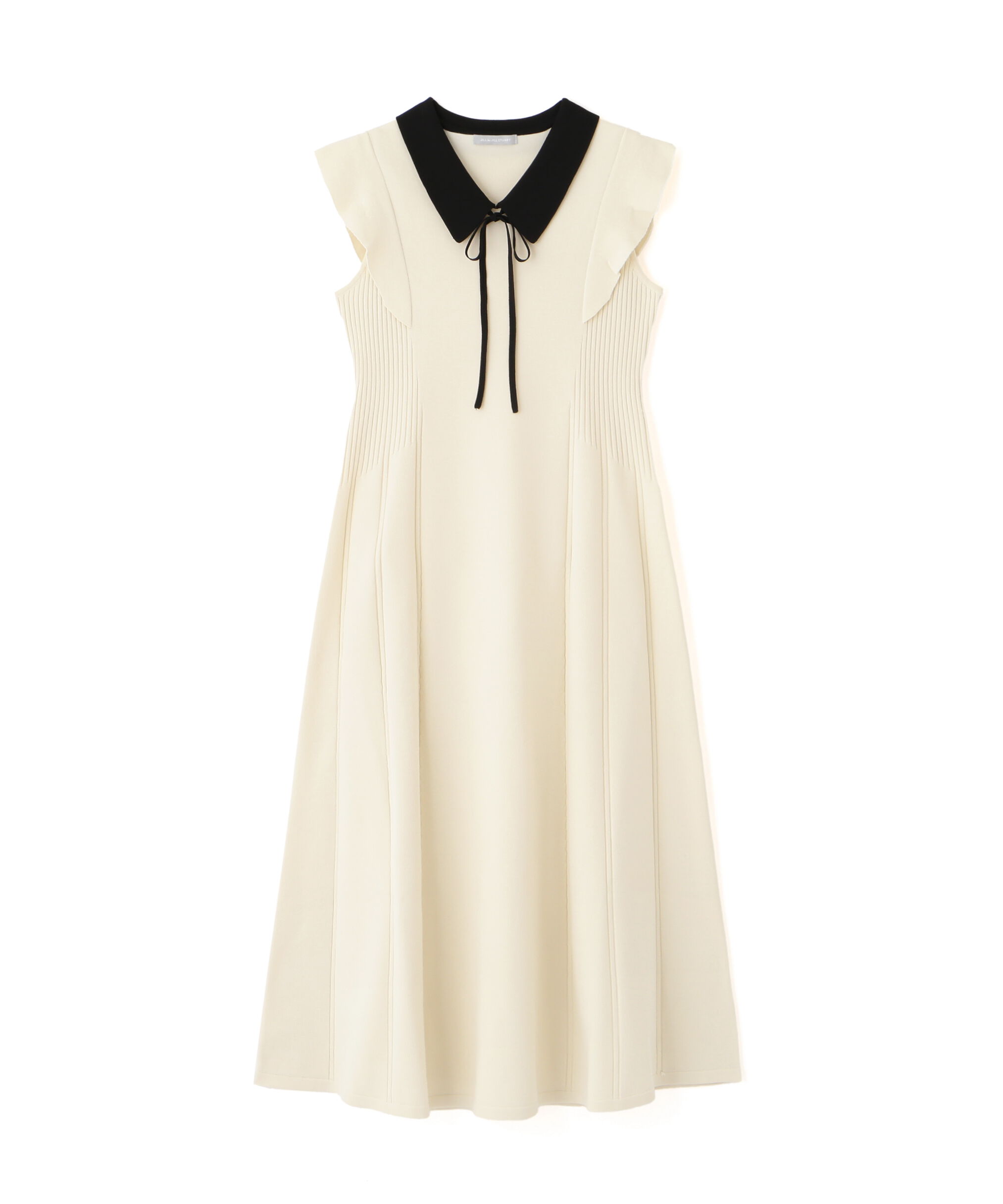  「コルセットリブ襟付きニットワンピース」|ワンピース|