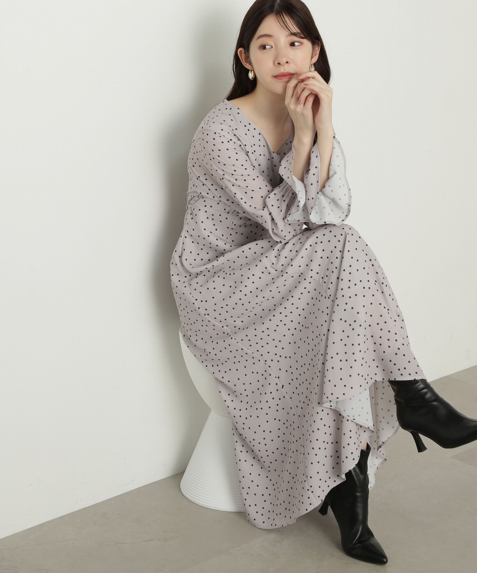 PROPORTION BODY DRESSING「リボン付きドット柄ワンピース」|ワンピース|