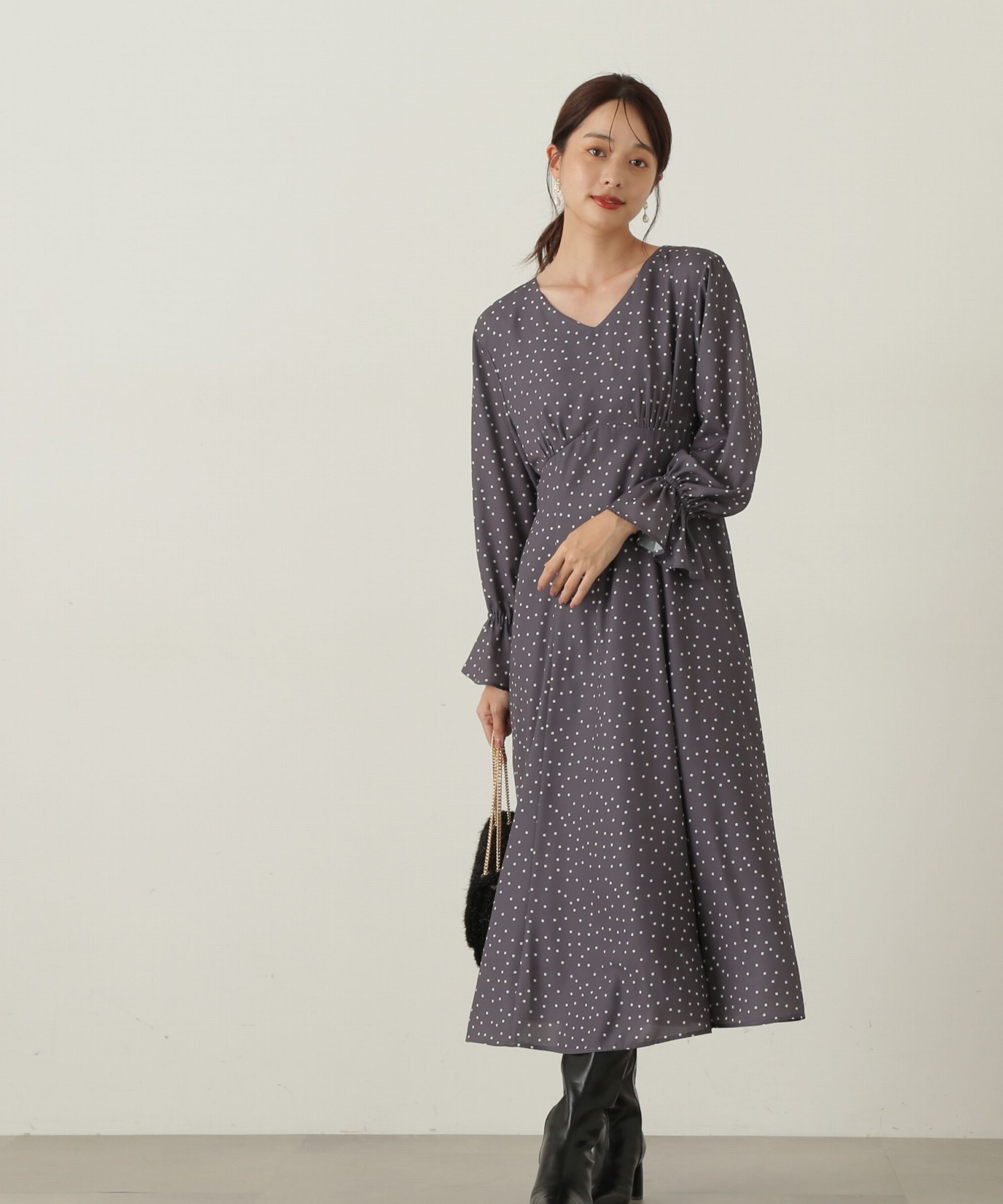 PROPORTION BODY DRESSING「リボン付きドット柄ワンピース」|ワンピース|