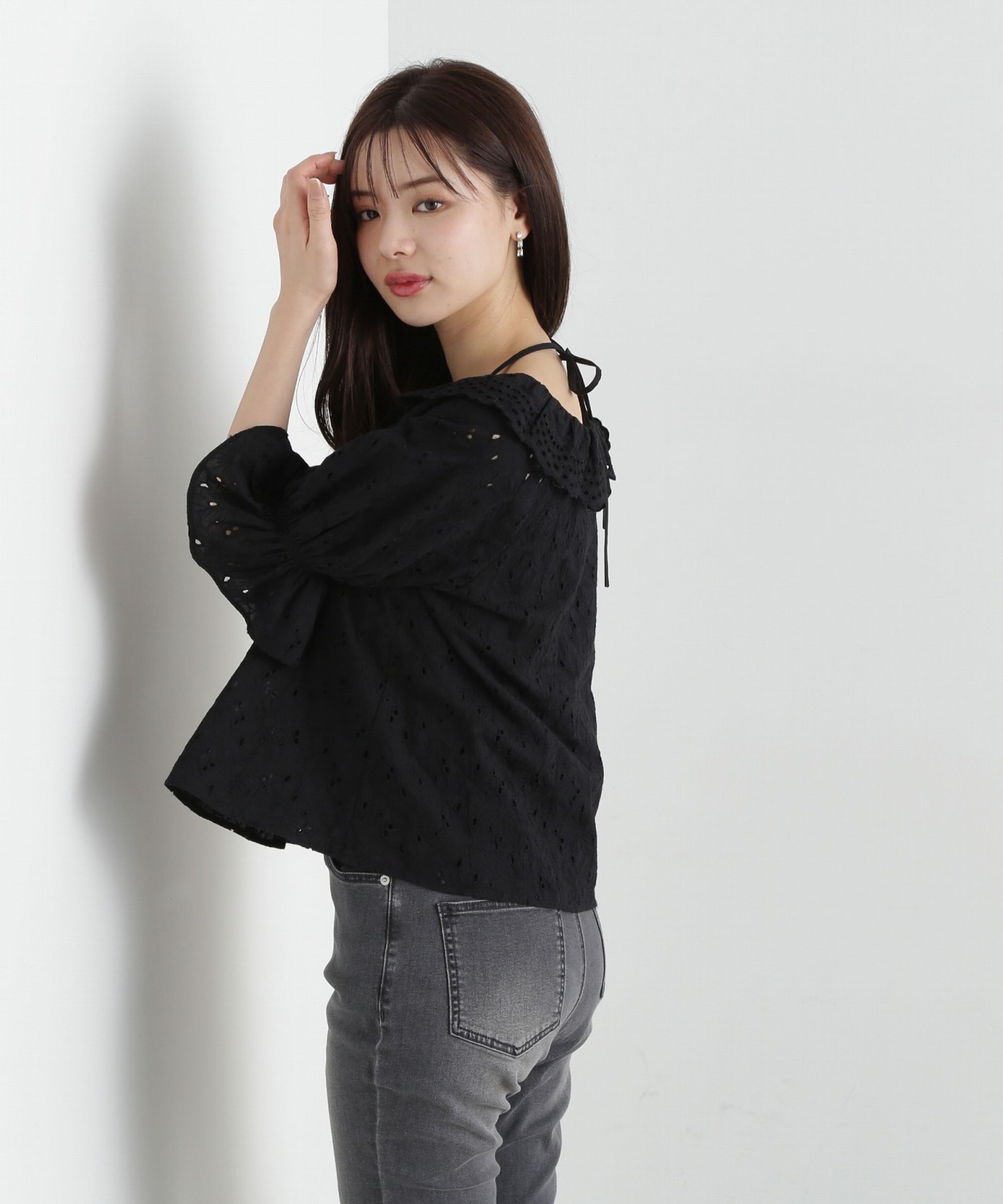 PROPORTION BODY DRESSING「カットワーク刺繍ブラウス」|シャツ・ブラウス|ブラック