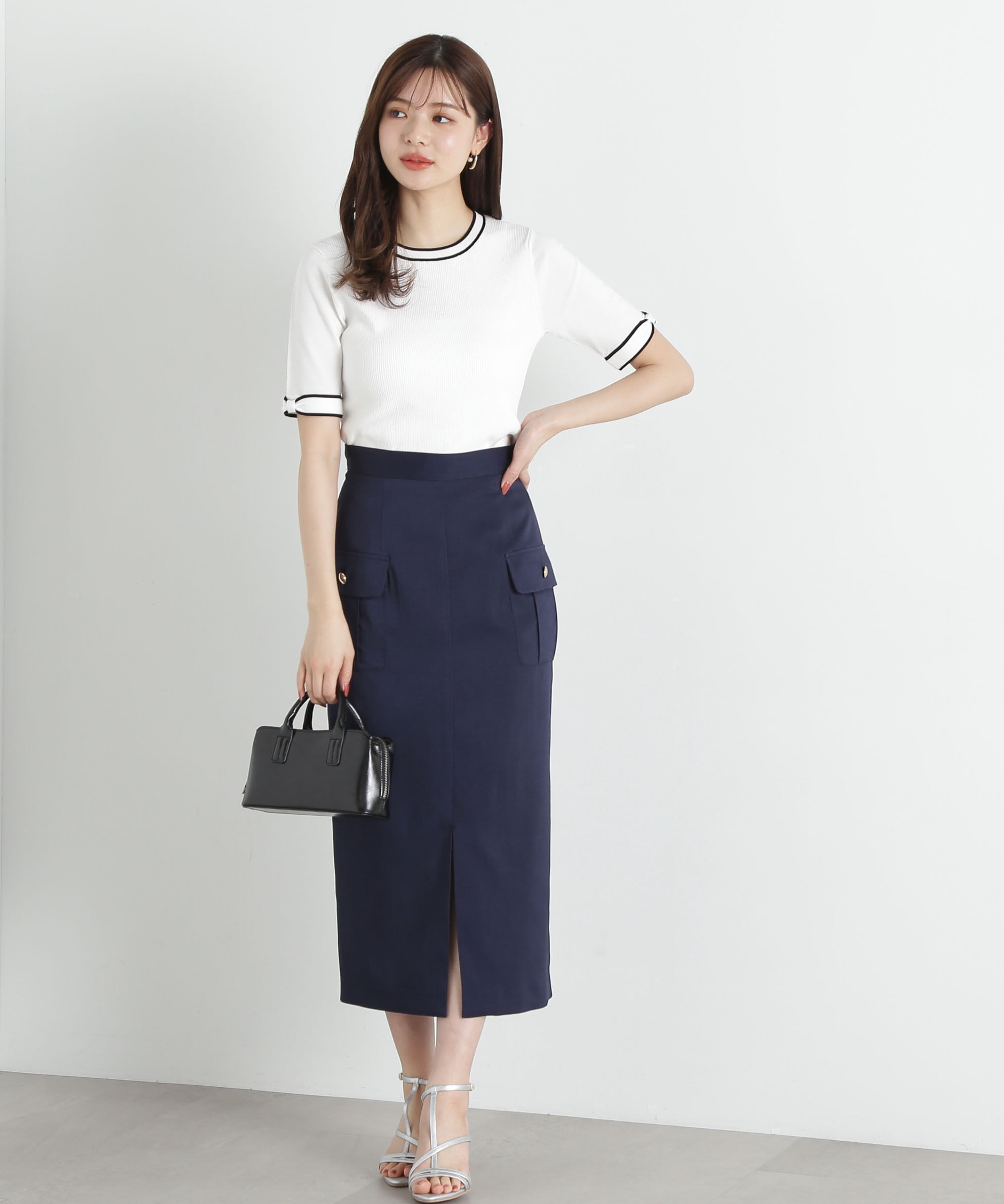 PROPORTION BODY DRESSING「ポケット付きナロースカート」|スカート|ネイビー