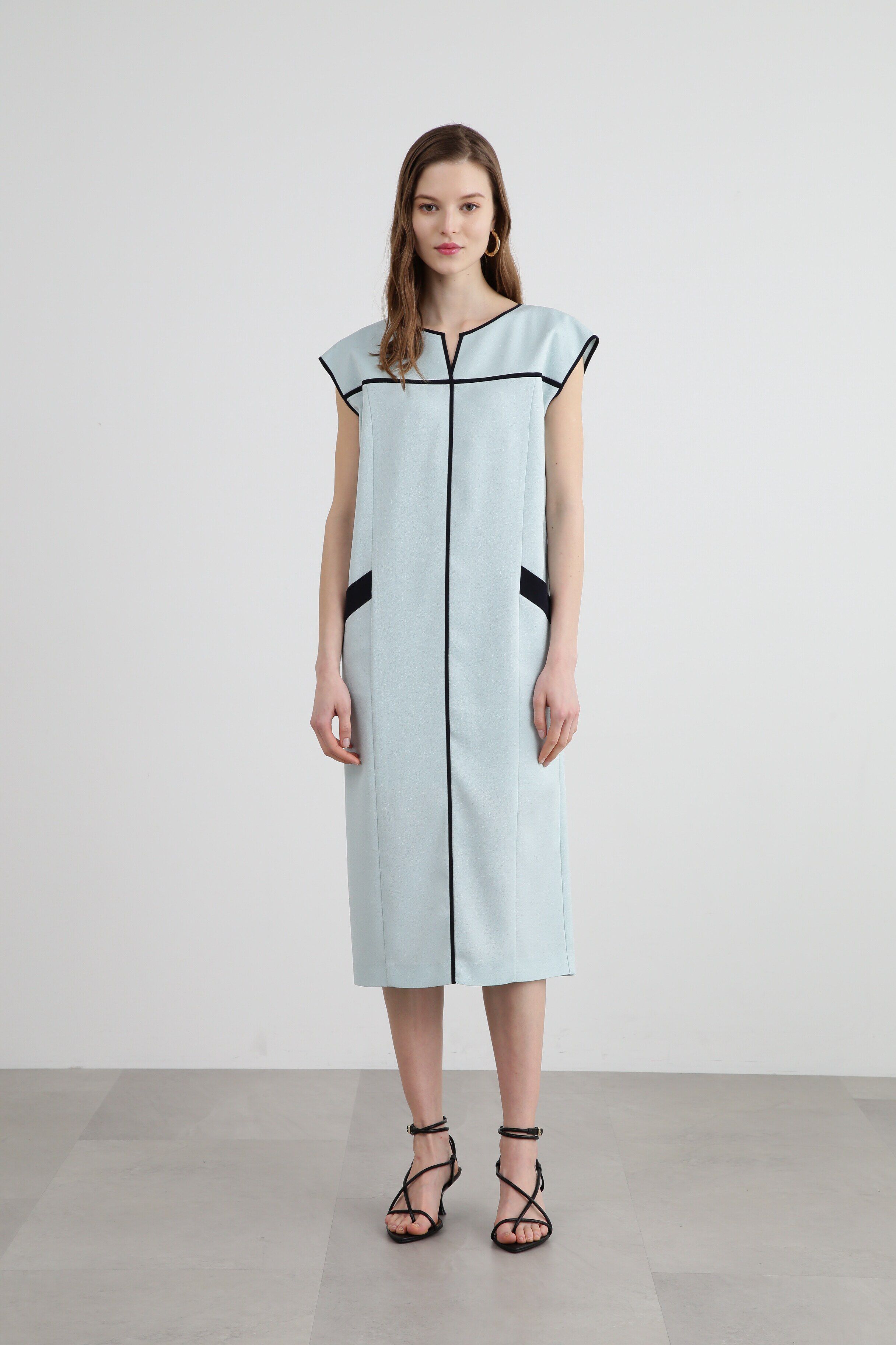  「◆バイカラーパイピングワンピース」|ワンピース|