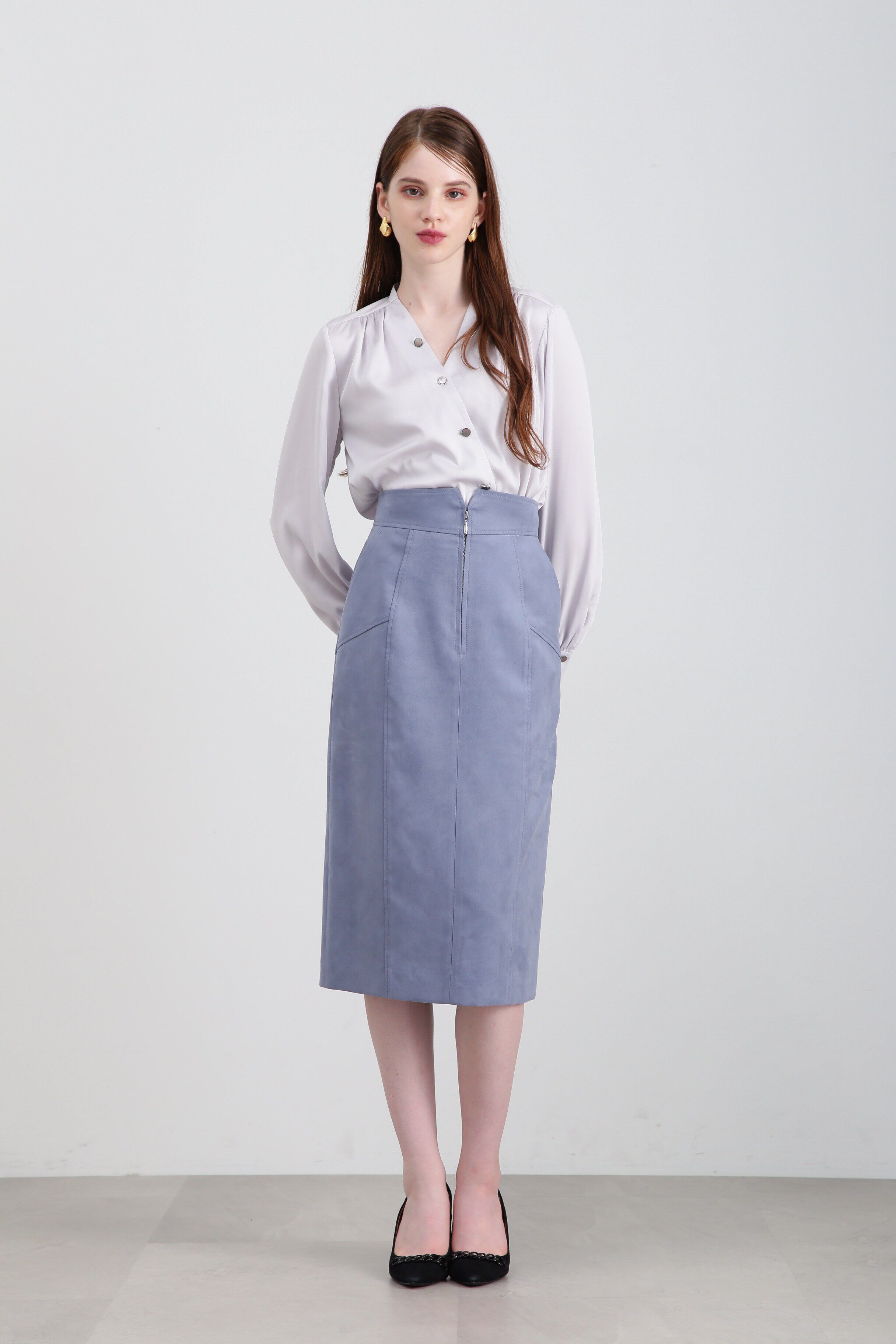  「◆Ｖネックボタンブラウス」|シャツ・ブラウス|