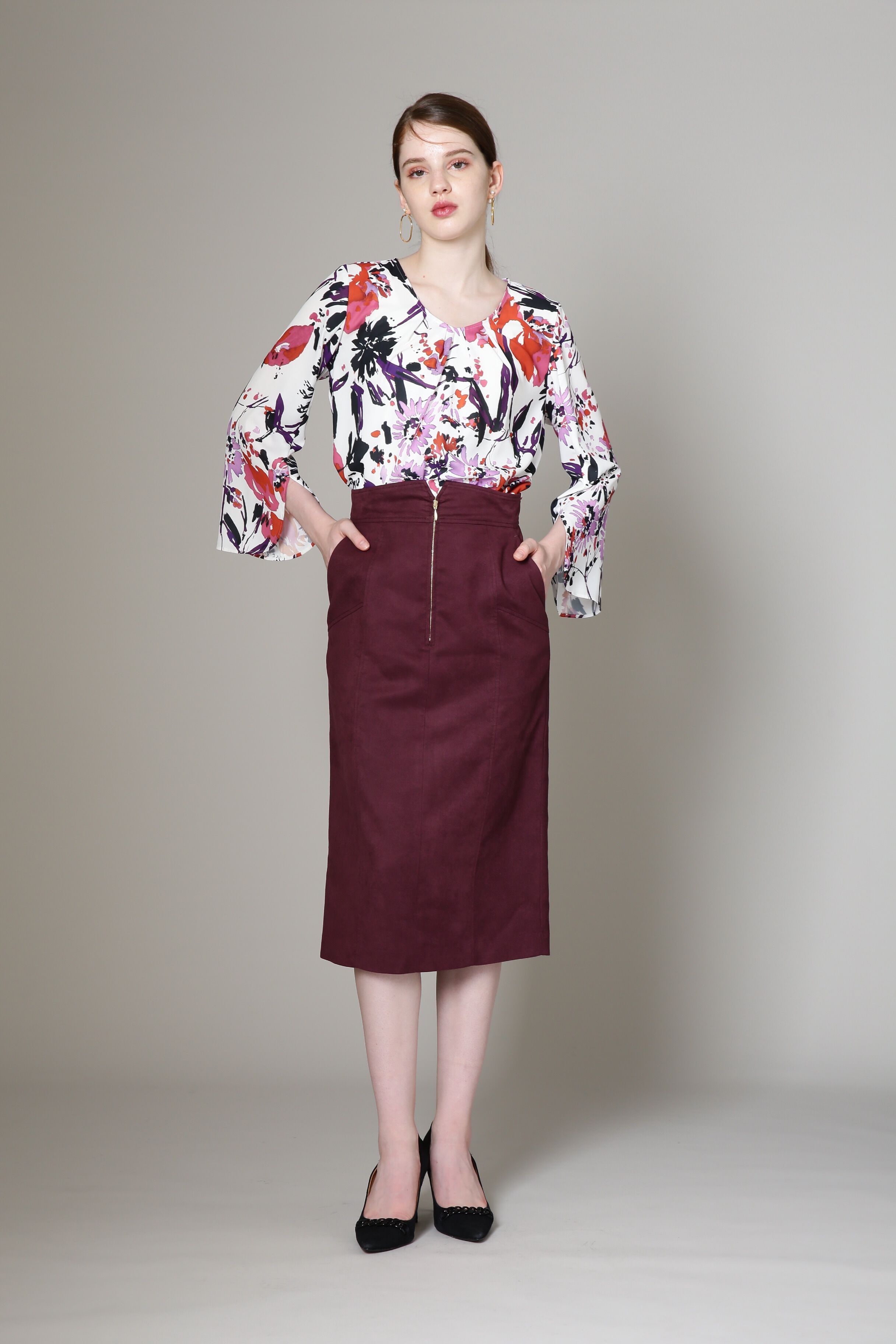  「[WEB限定商品] [URBAN PRECIOUS] ブラッシュフラワープリントブラウス」|シャツ・ブラウス|