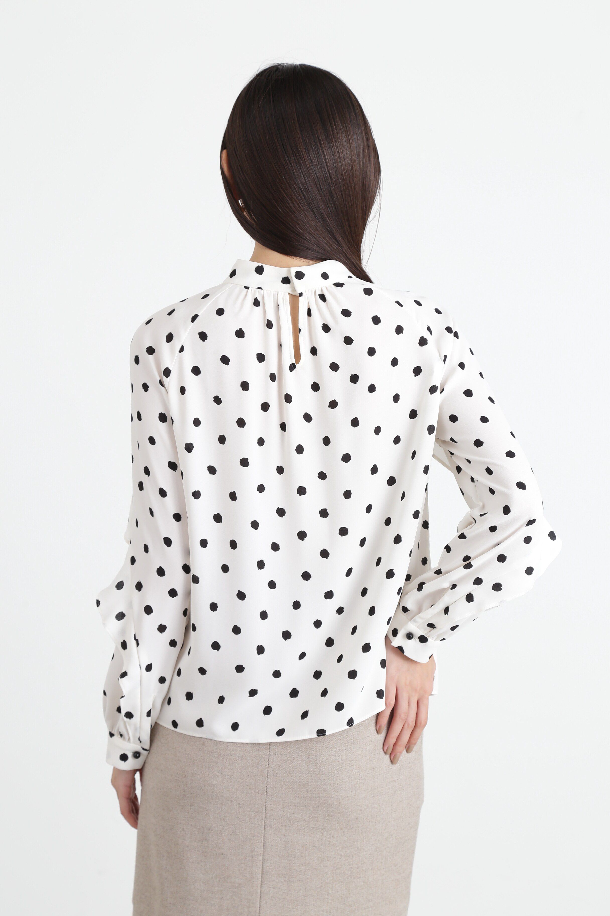  「◆ランダムドットラグランラッフルブラウス」|シャツ・ブラウス|