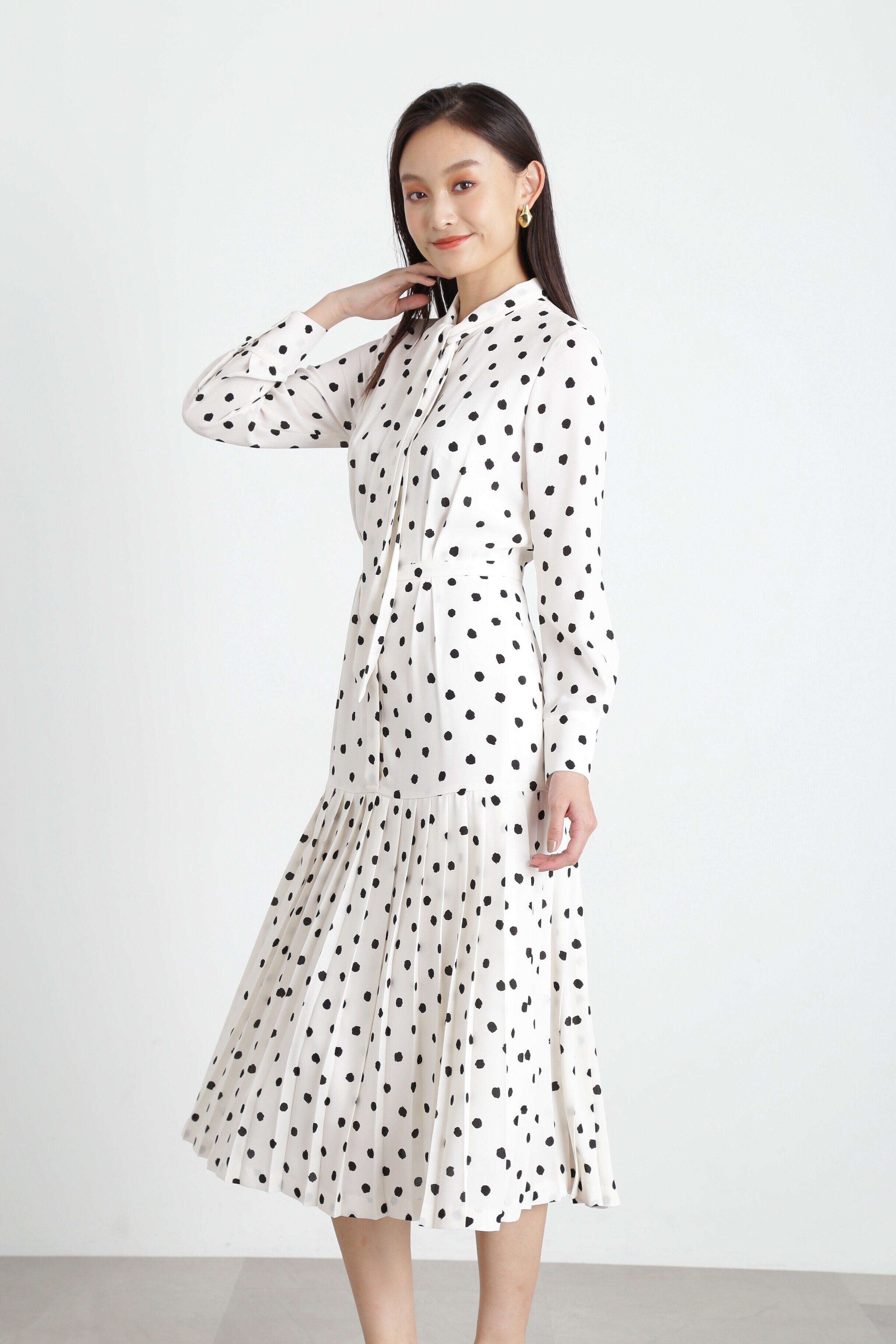  「◆ランダムドットプリーツワンピース」|ワンピース|