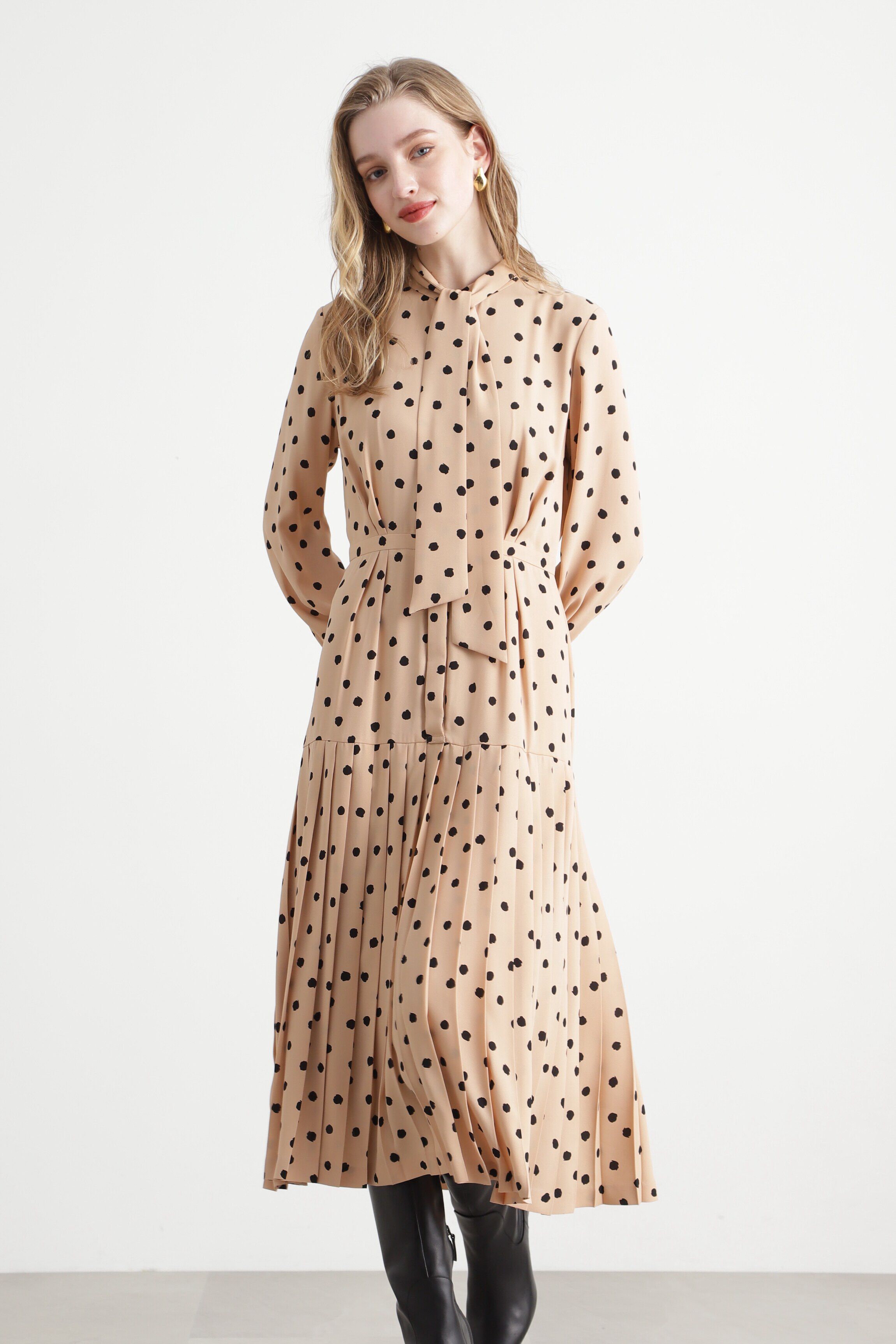  「◆ランダムドットプリーツワンピース」|ワンピース|