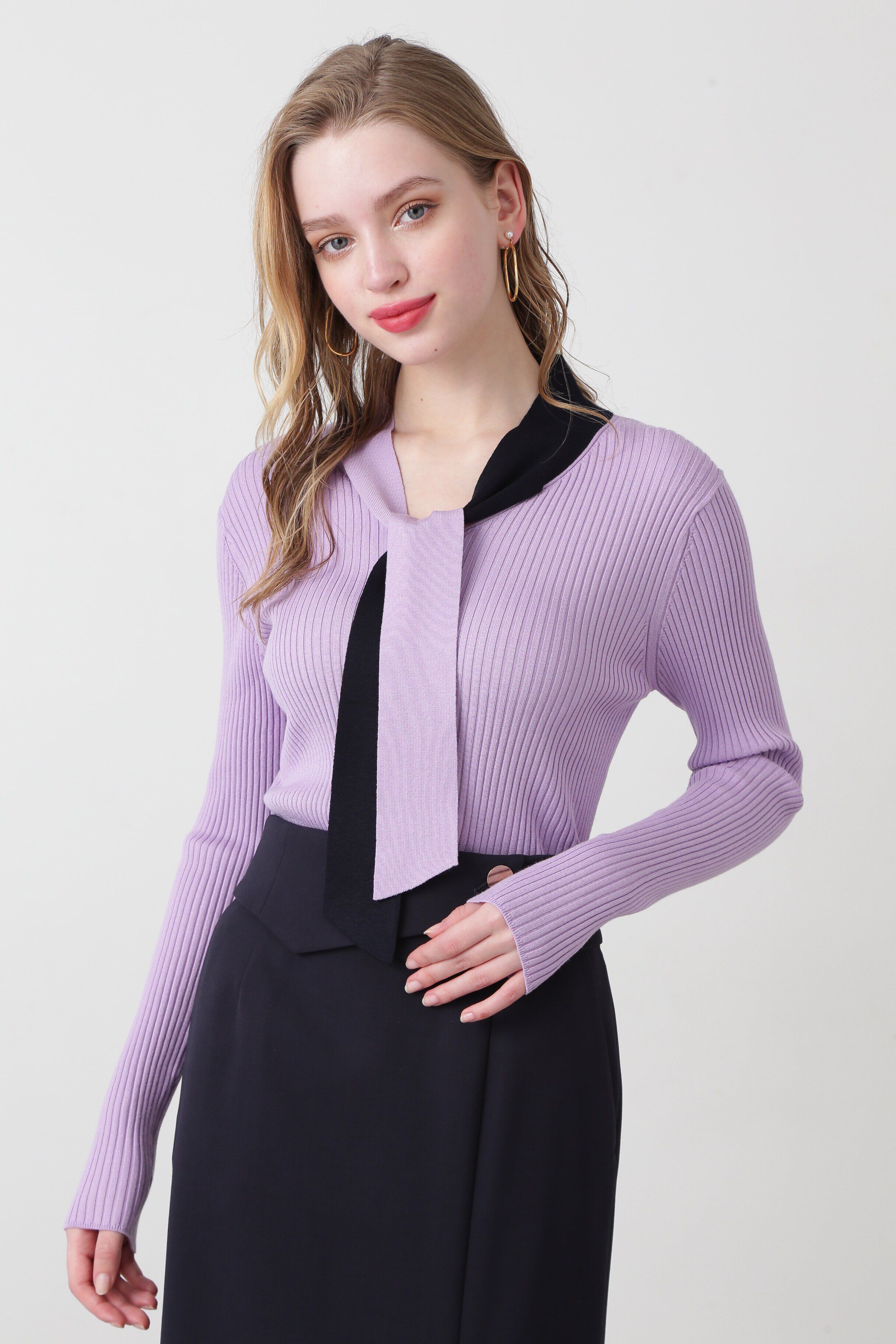  「◆バイカラーボウタイニット」|ニット・セーター|