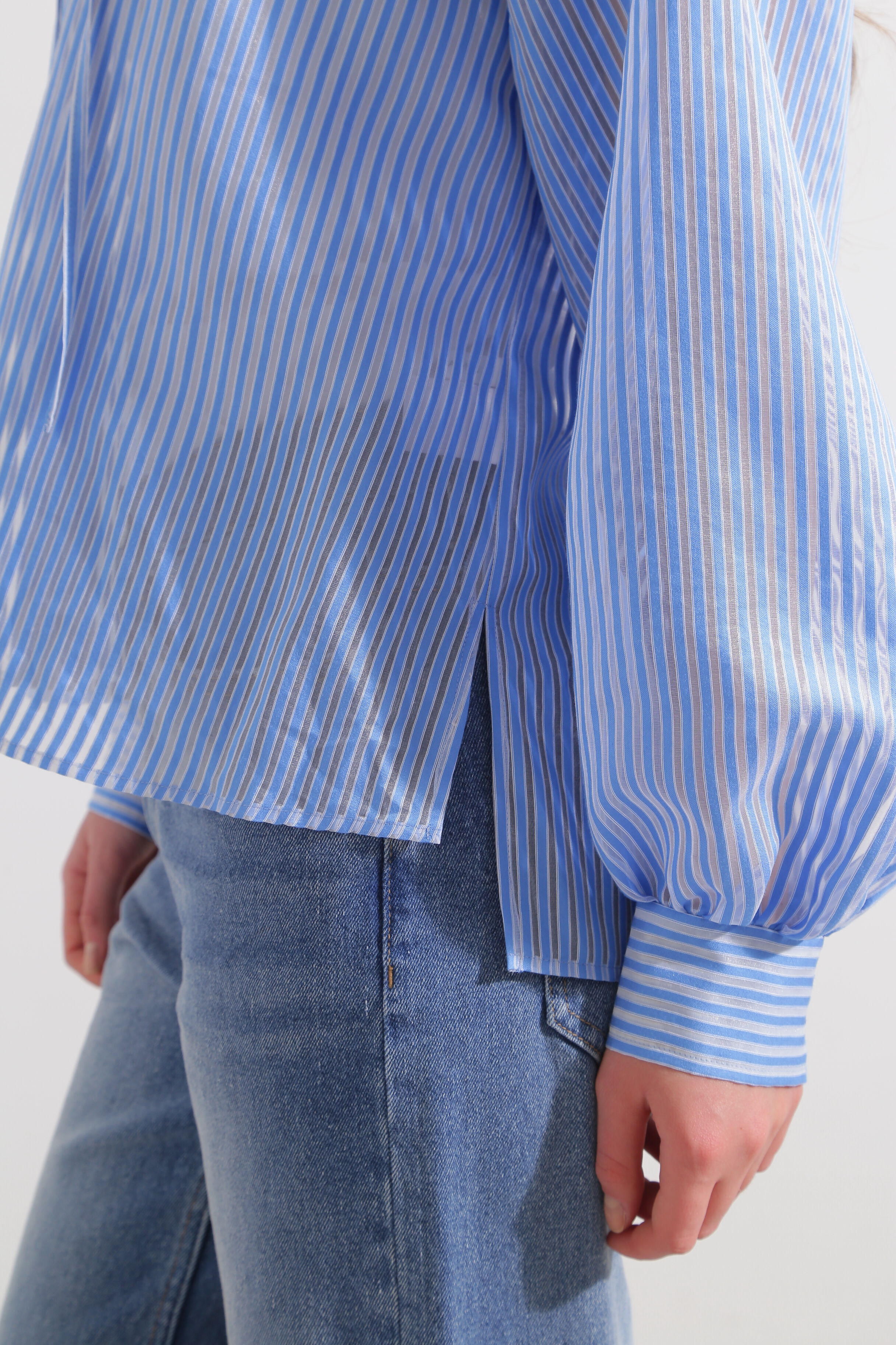  「◆シアーストライプギャザーブラウス」|シャツ・ブラウス|