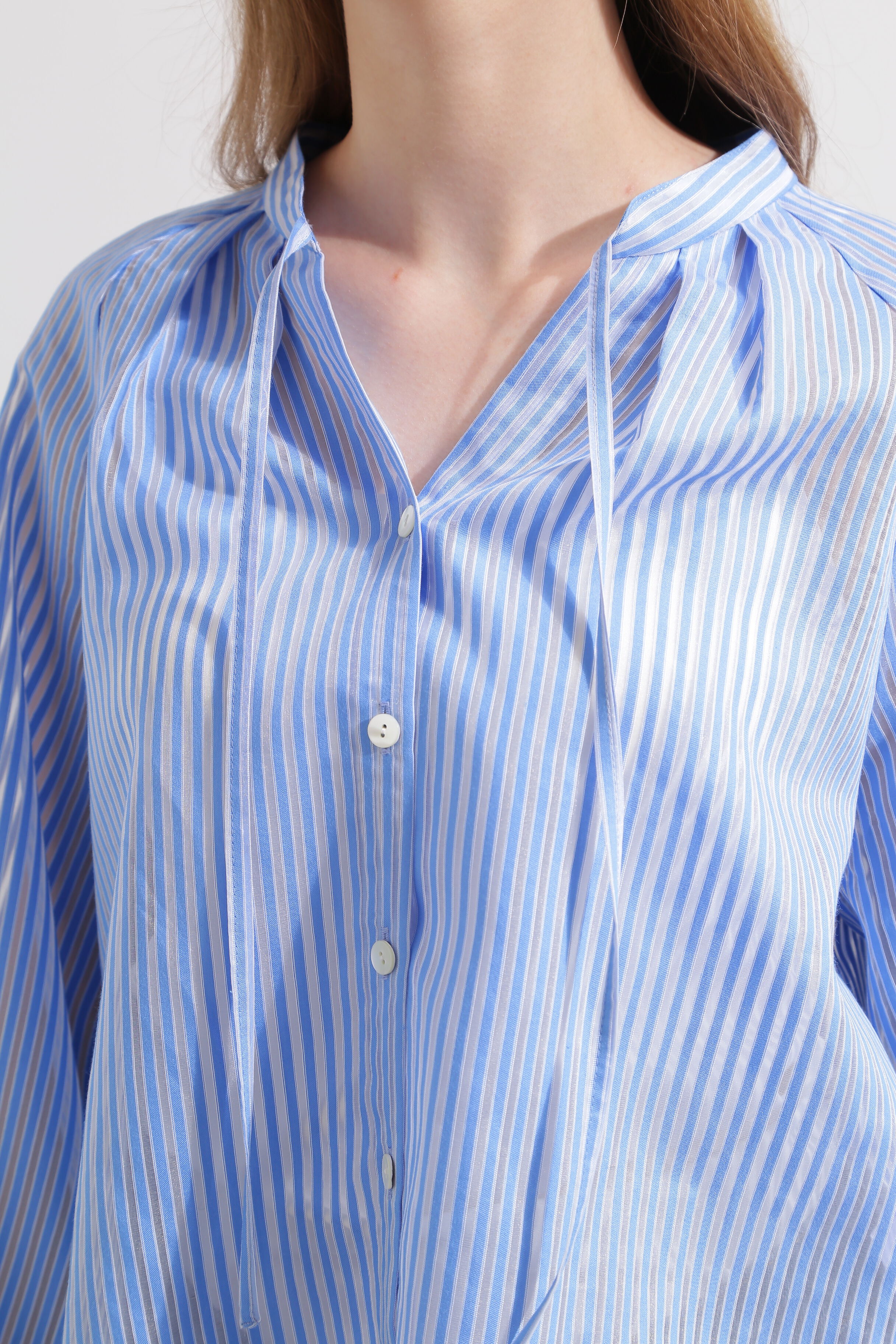  「◆シアーストライプギャザーブラウス」|シャツ・ブラウス|