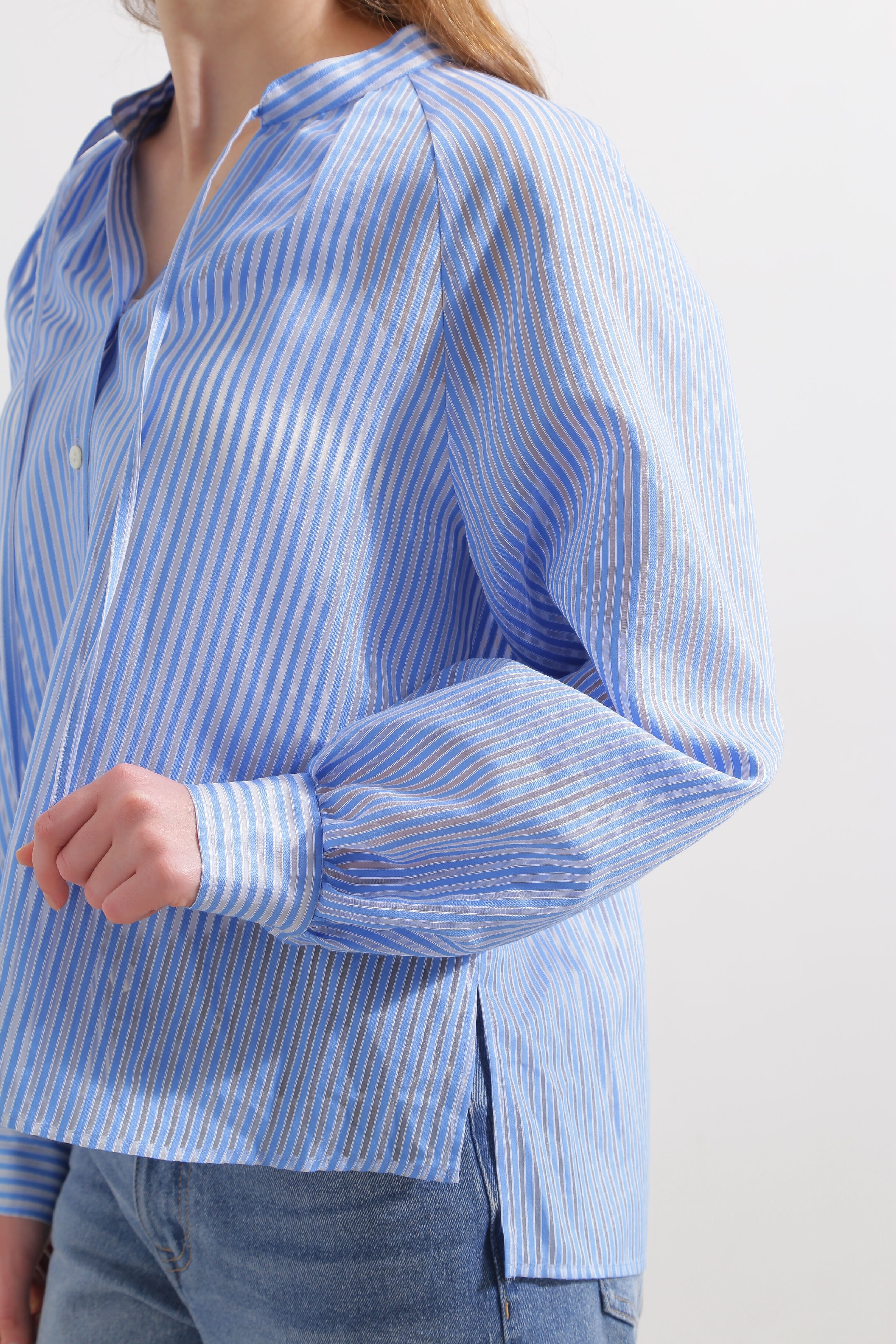  「◆シアーストライプギャザーブラウス」|シャツ・ブラウス|