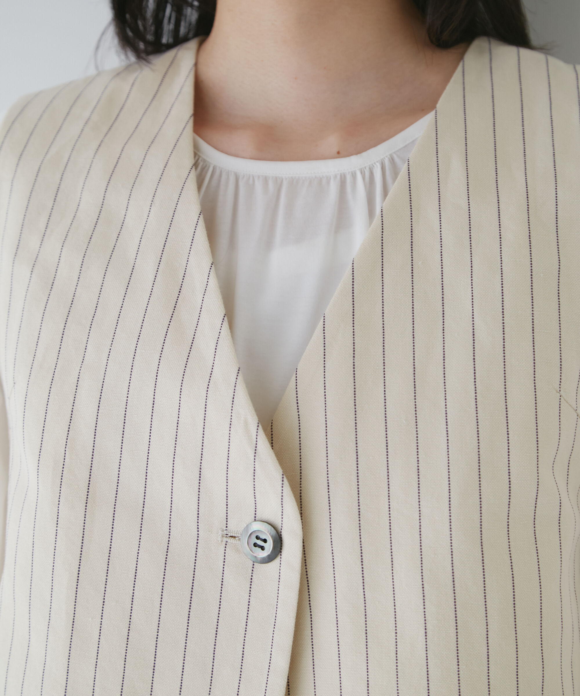  「◆綿麻ストライプジレ」|シャツ・ブラウス|