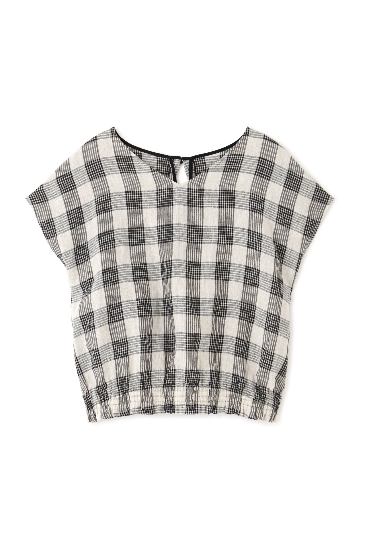  「◆麻チェックプルオーバーブラウス」|シャツ・ブラウス|