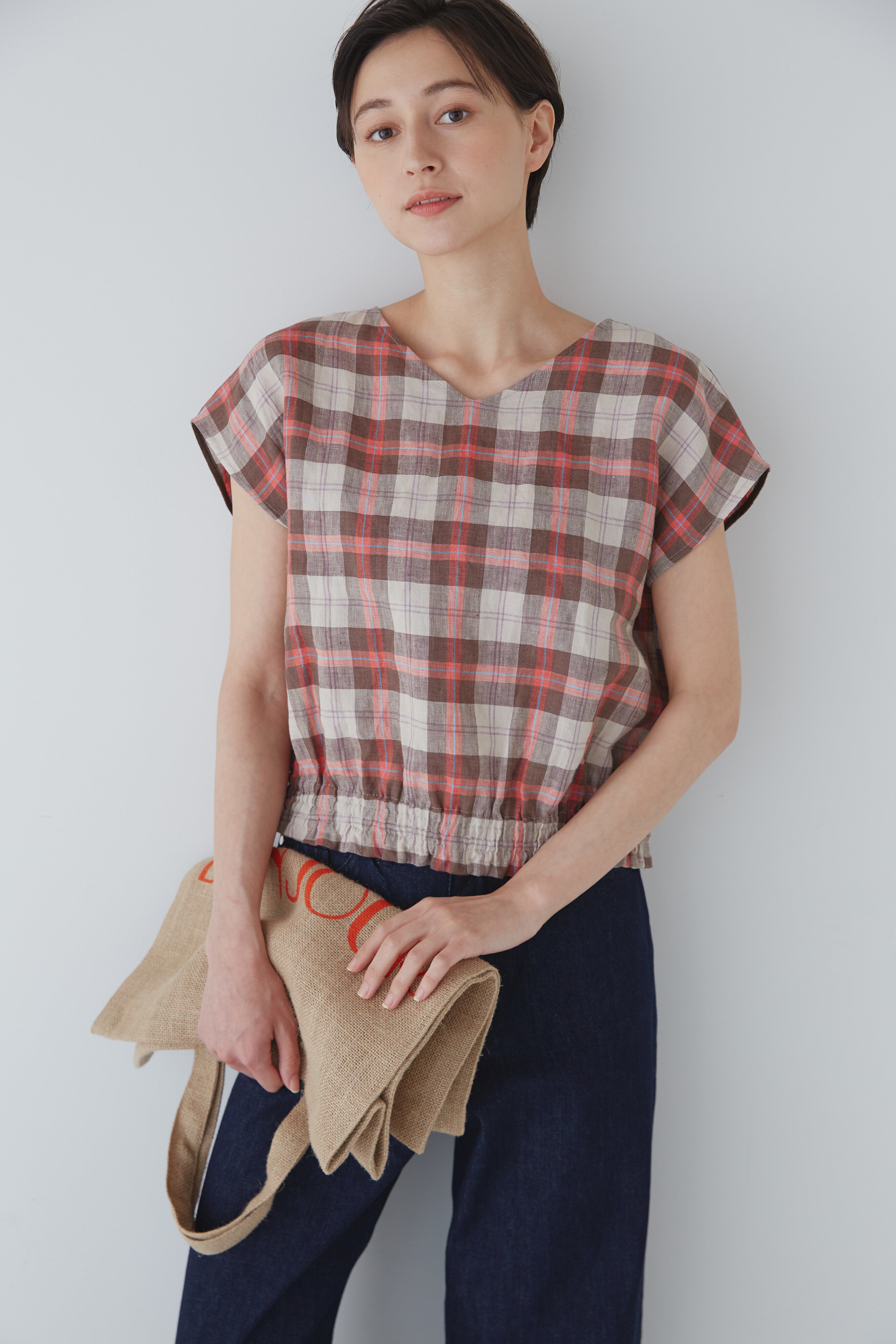  「◆麻チェックプルオーバーブラウス」|シャツ・ブラウス|ブラウンチェ 3