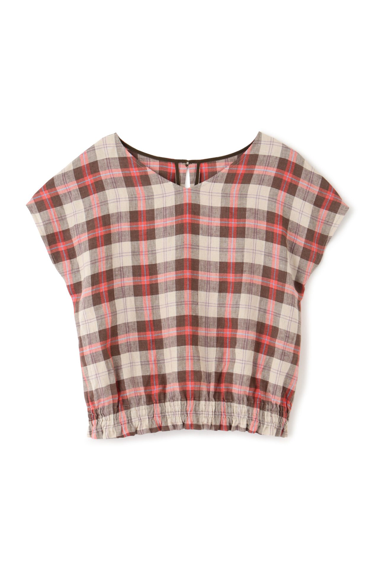  「◆麻チェックプルオーバーブラウス」|シャツ・ブラウス|