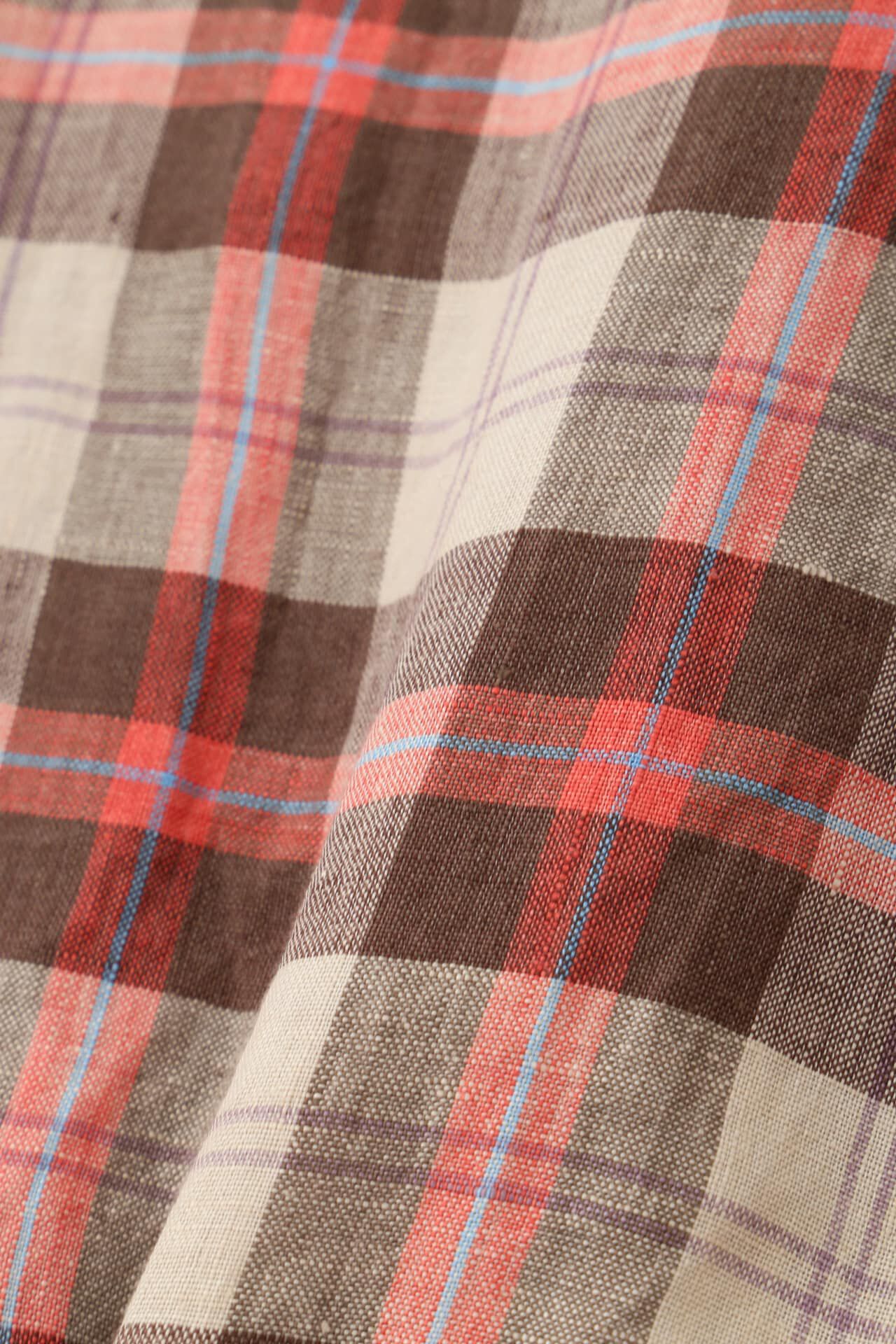  「◆麻チェックプルオーバーブラウス」|シャツ・ブラウス|