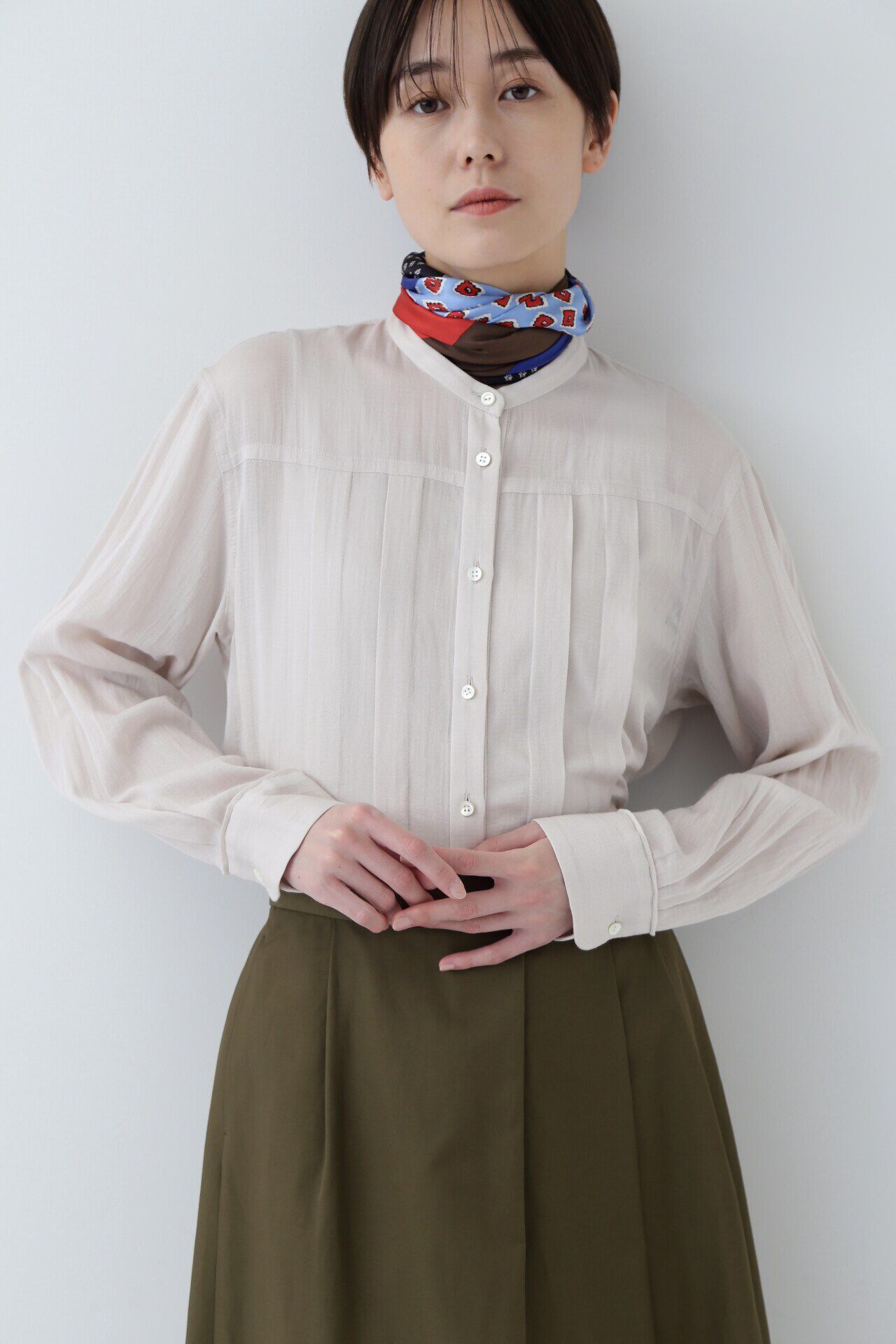  「◆ドビーシフォンブラウス」|シャツ・ブラウス|ライトグレー