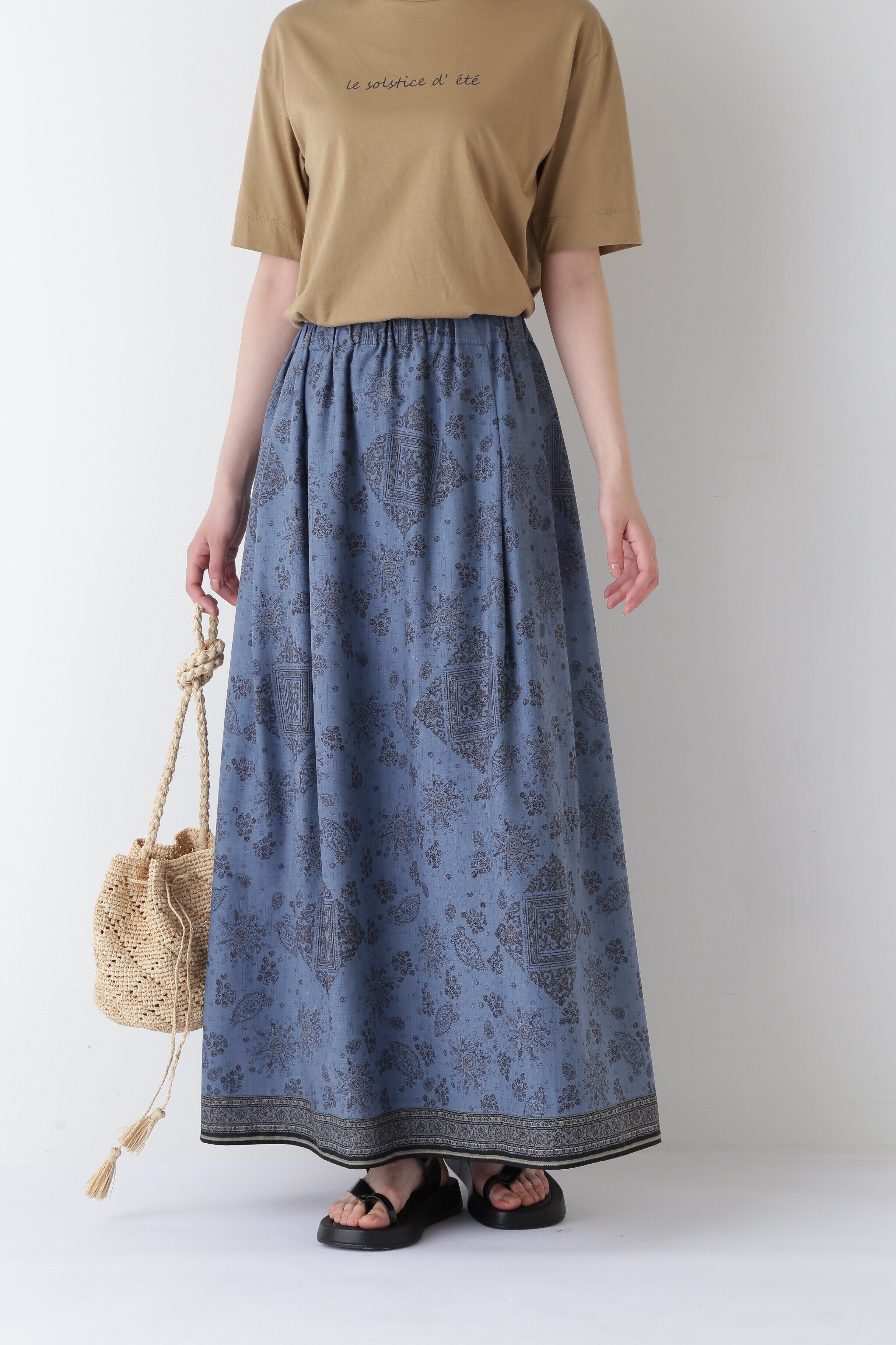  「◆モロッカンプリントスカート」|スカート|ブルー3