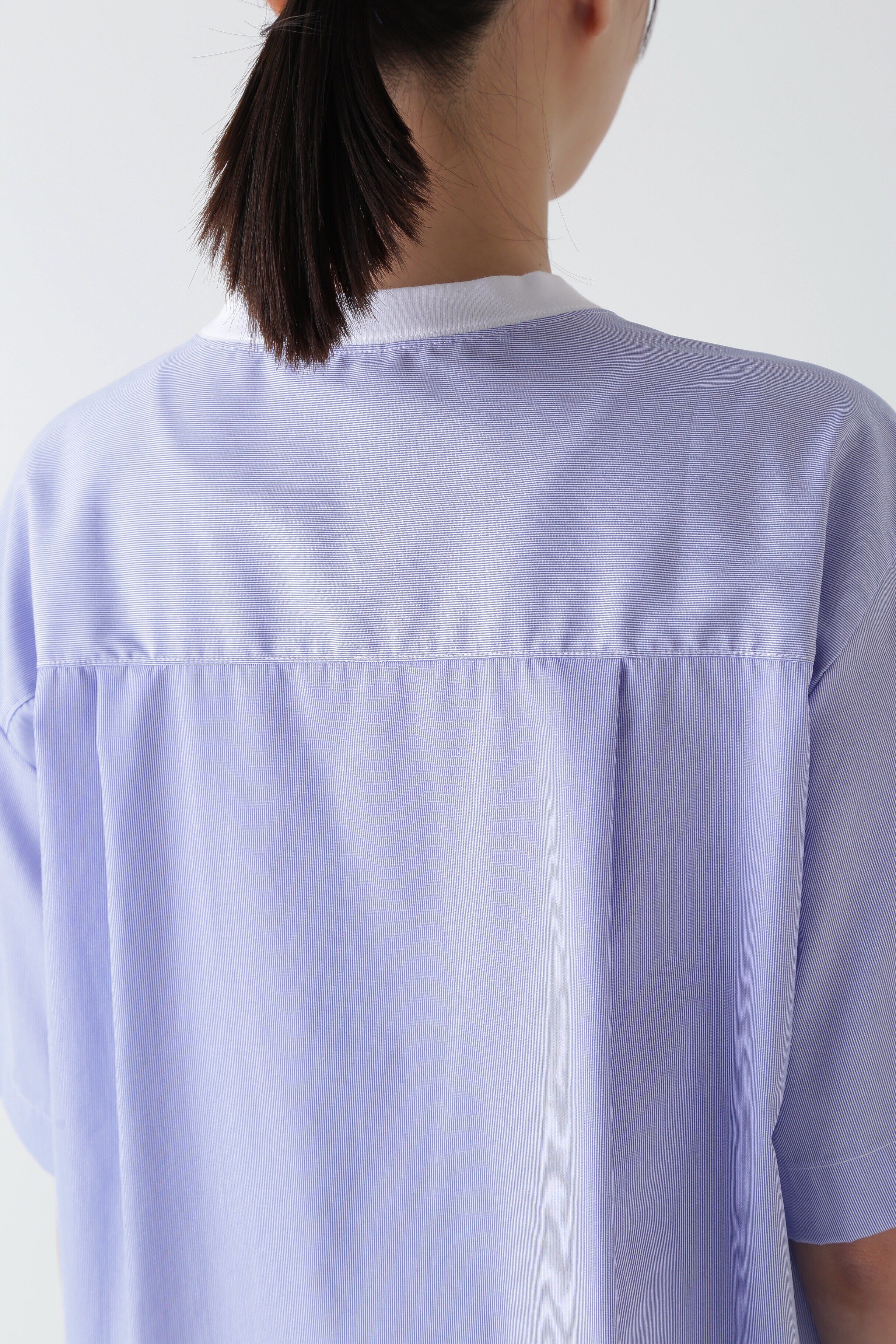  「◆ストライプ布帛コンビＴシャツ」|Tシャツ・カットソー|