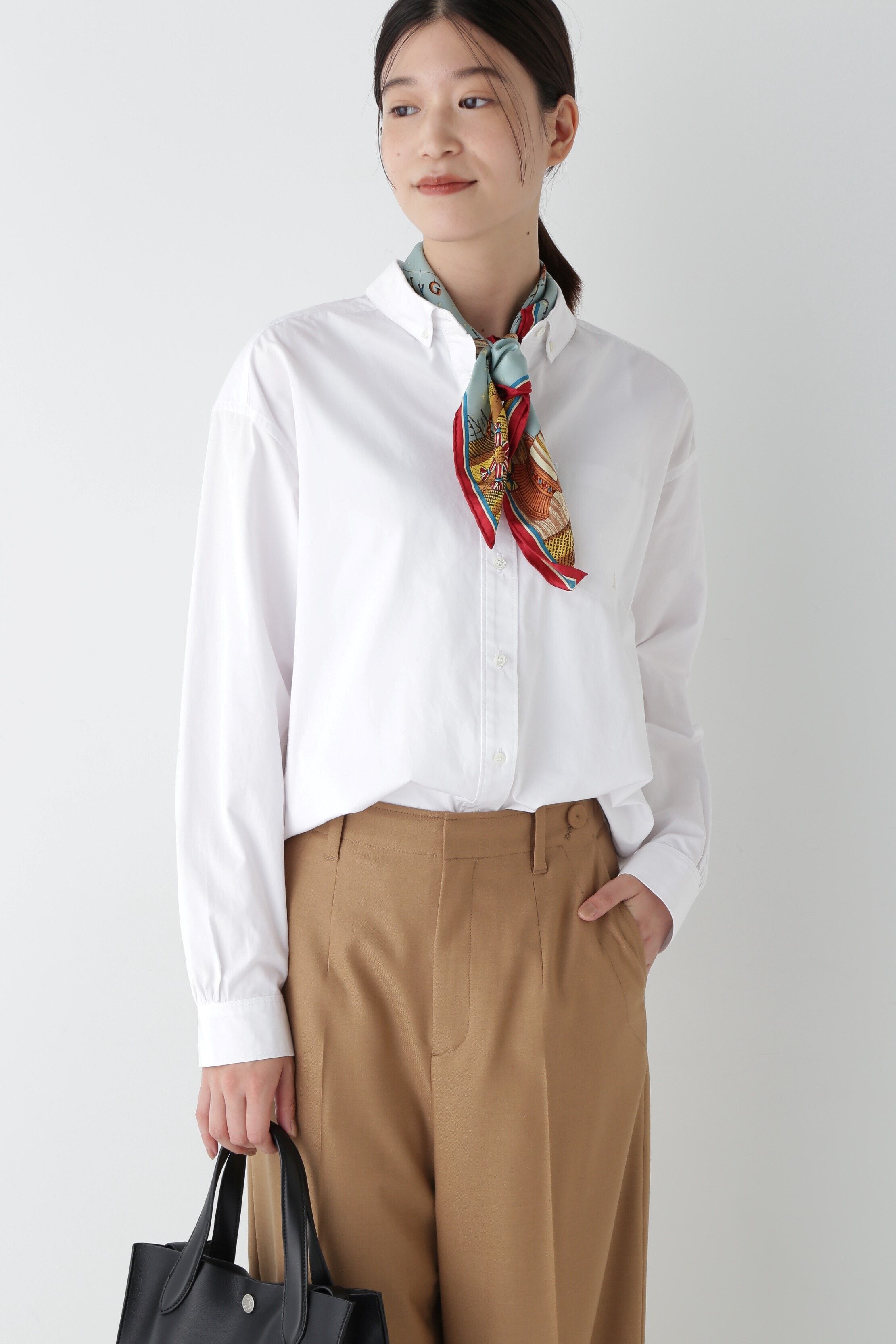  「◆オーガニックコットン釦ダウンシャツ」|シャツ・ブラウス|ホワイト