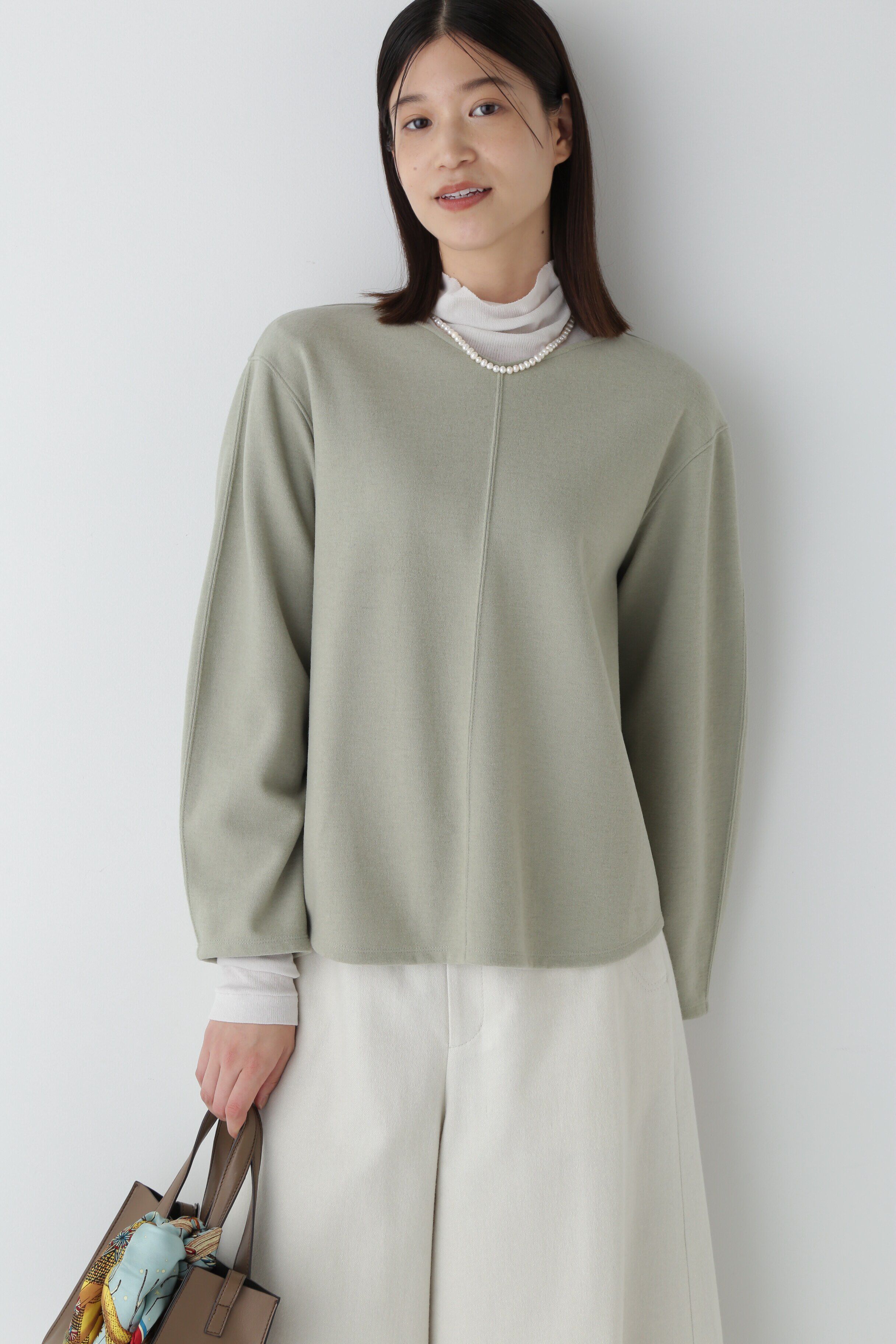  「◆ウォッシャブルミルドジャージーVネックプルオーバー」|Tシャツ・カットソー|セージ