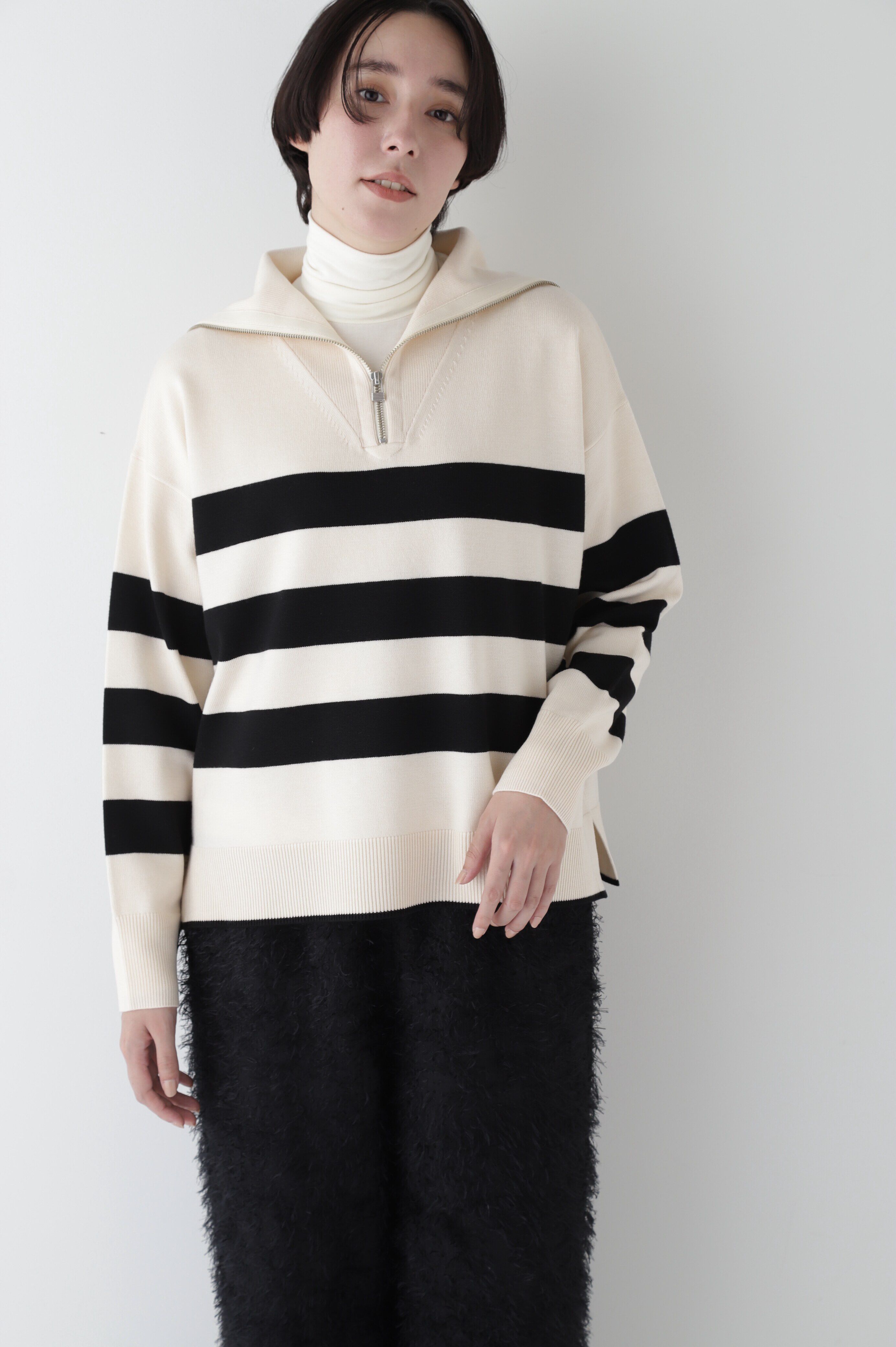  「◆セーラーカラージップアッププルオーバー」|ニット・セーター|エクリュ&times;ブ  3
