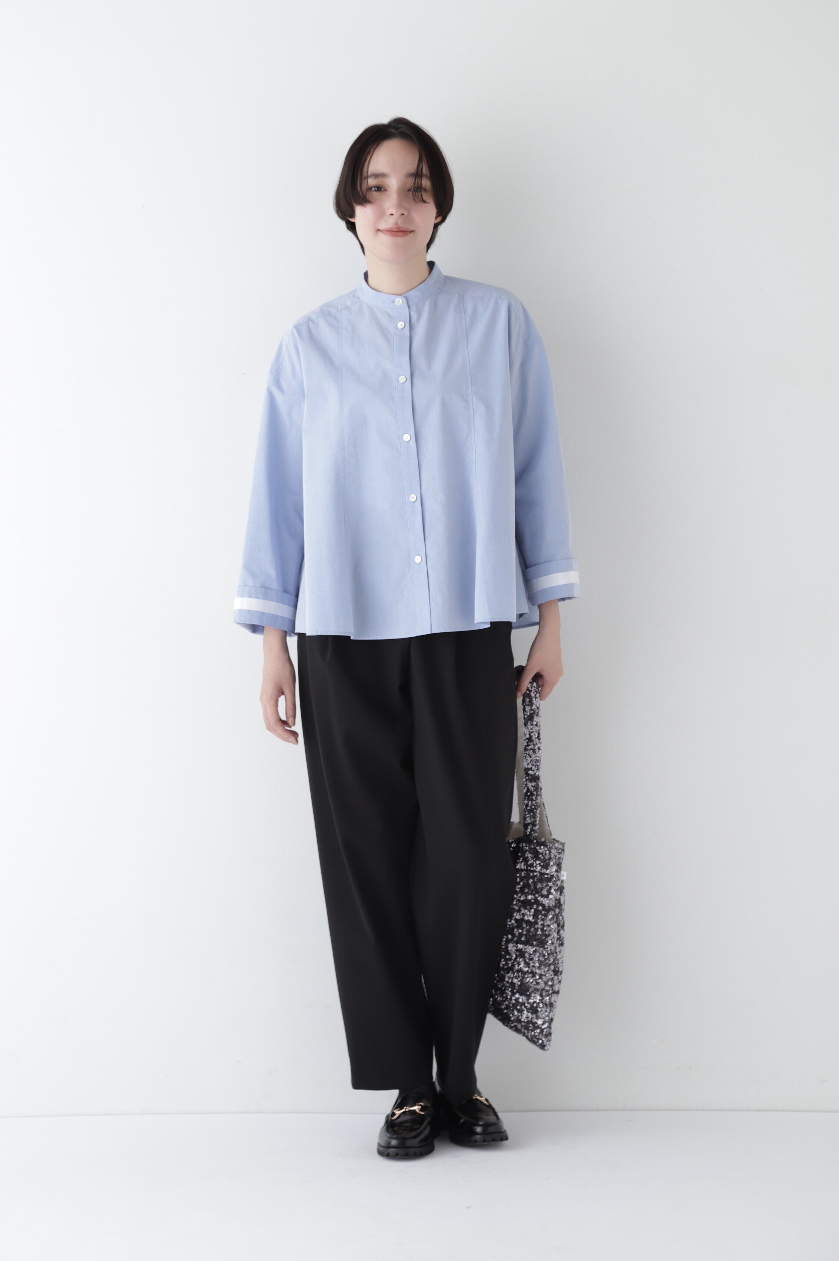  「◆バンドカラーオーバーブラウス」|シャツ・ブラウス|