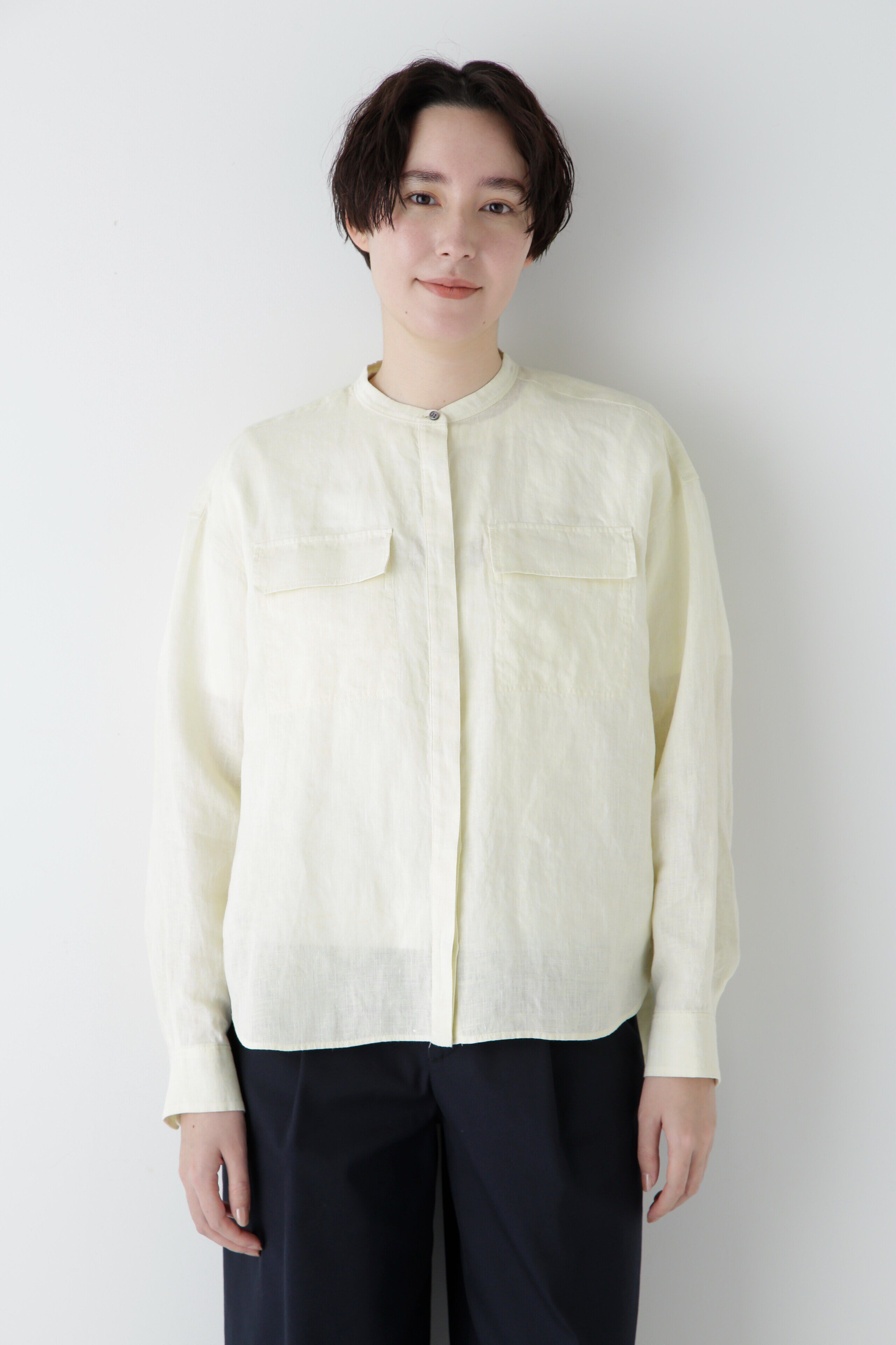 「◆ハードマンリネンバンドカラーシャツブラウス」|シャツ・ブラウス|