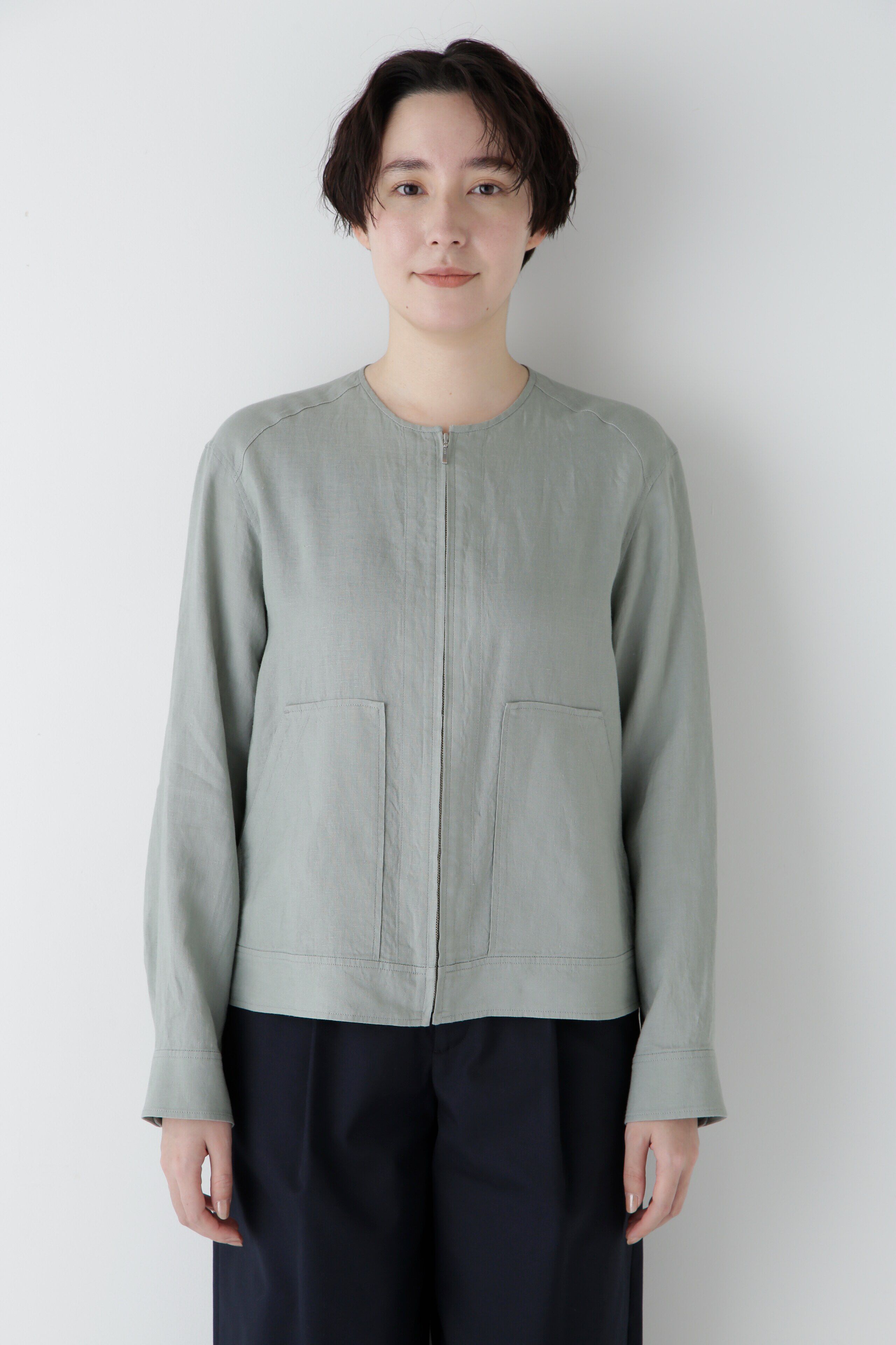  「◆ハードマンリネンノーカラージップブルゾン」|ブルゾン・スタジャン|